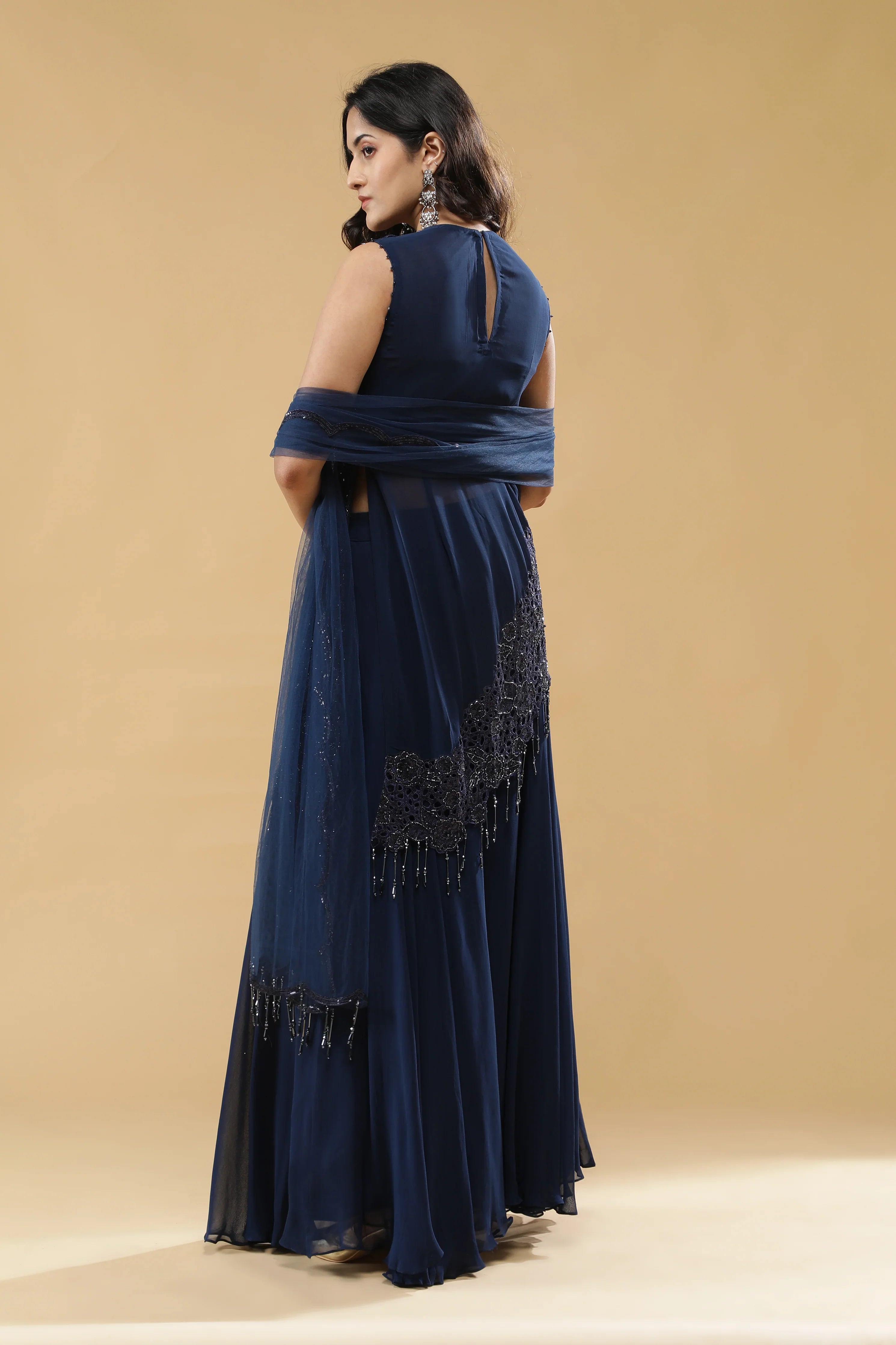 Blue Georgette Palazzo Set - Mokshaa