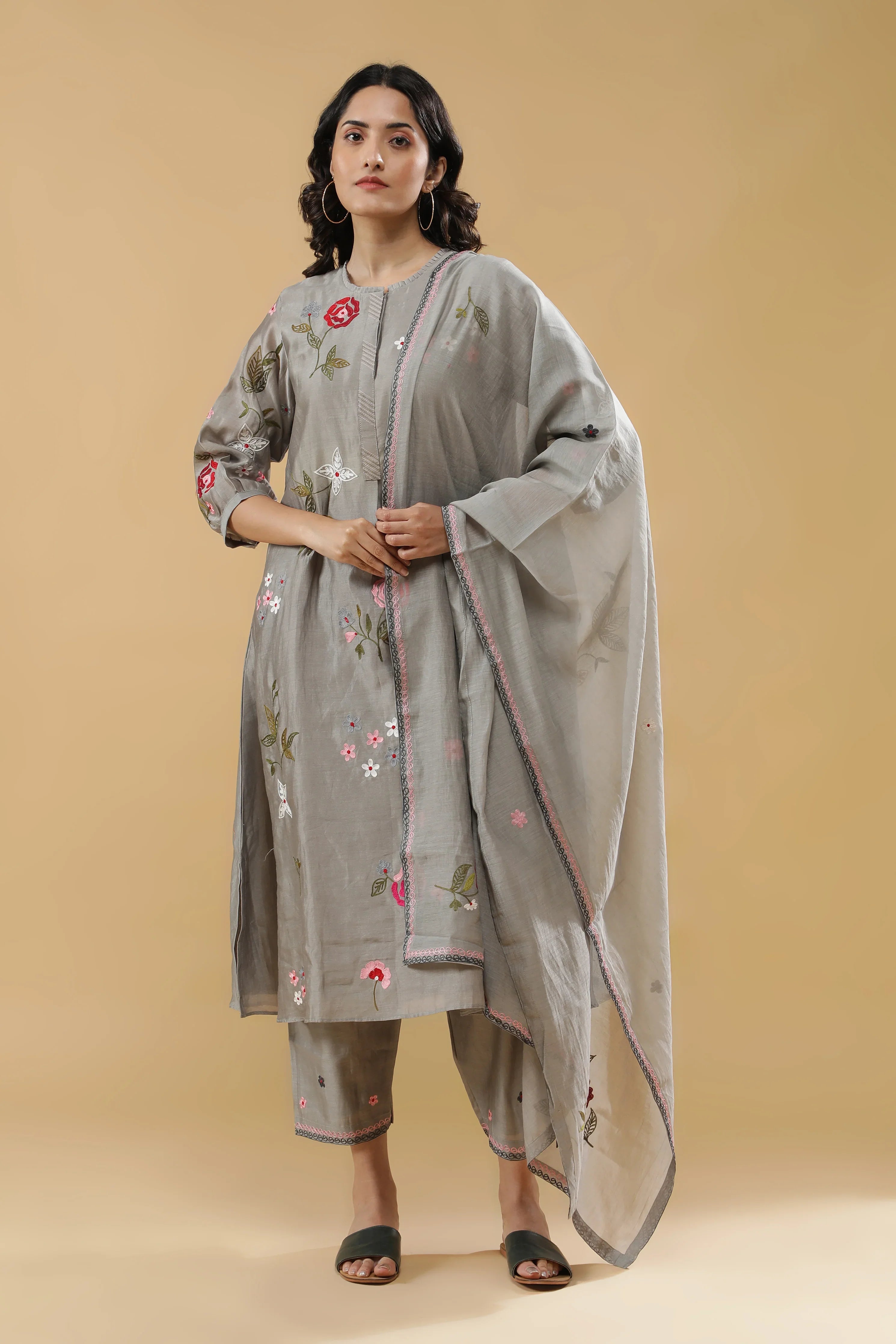Subtle Grey Salwar Set - Mokshaa