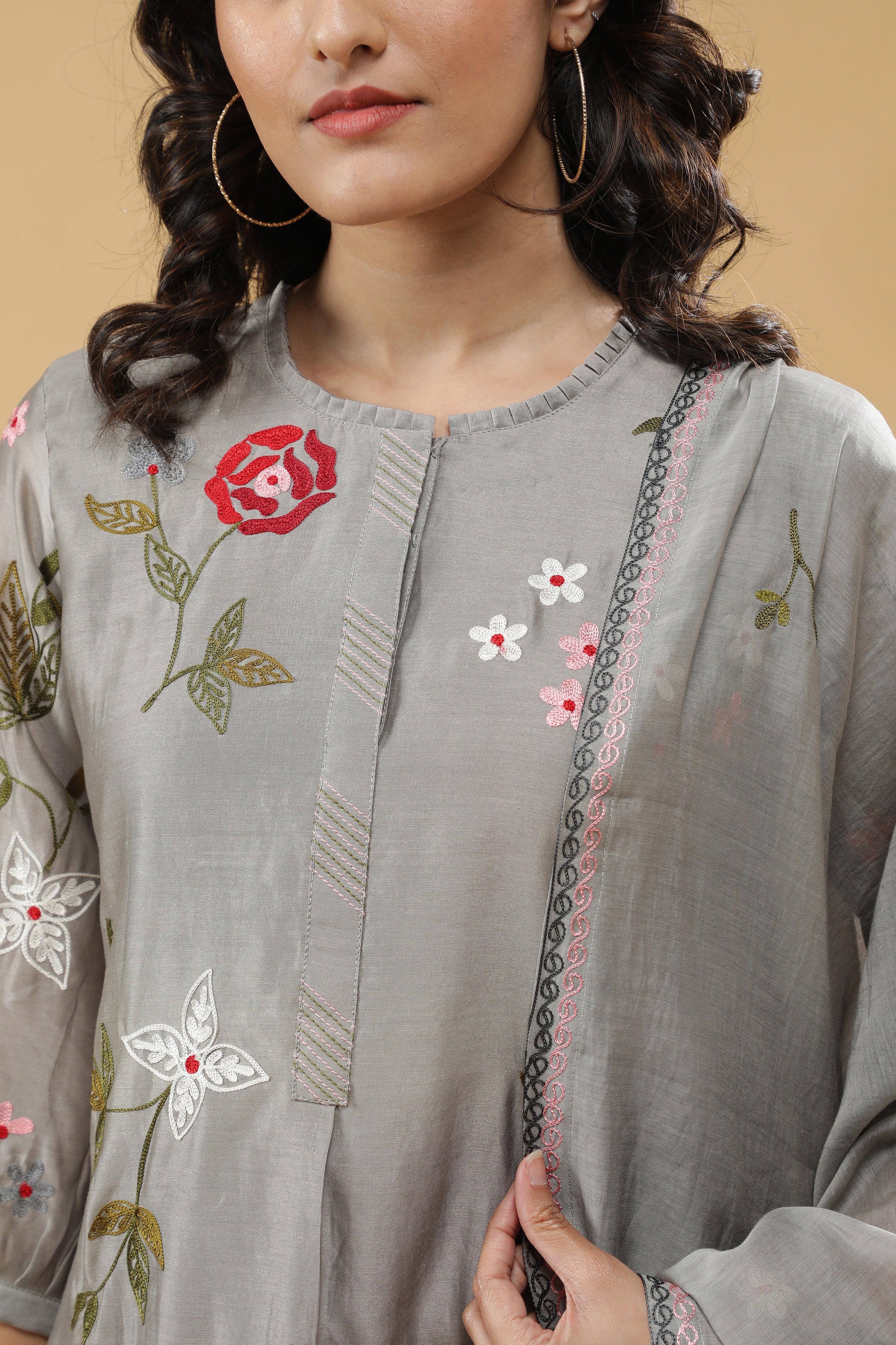 Subtle Grey Salwar Set - Mokshaa