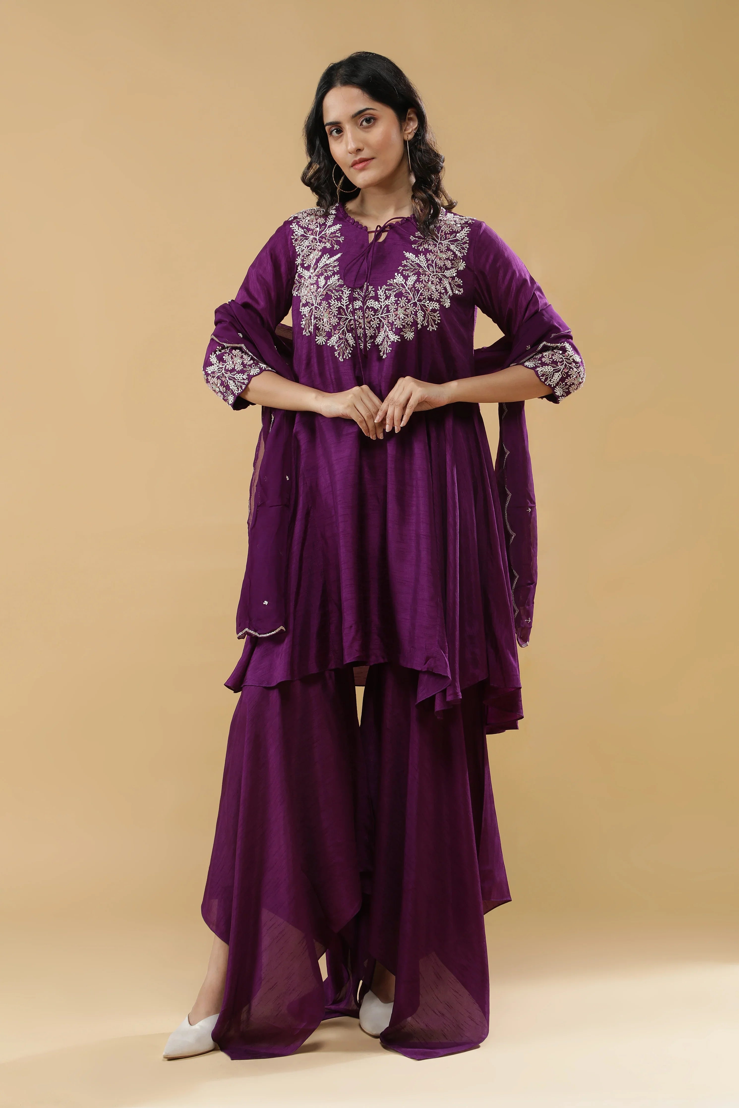Purple Silk Indo-Western Set - Mokshaa