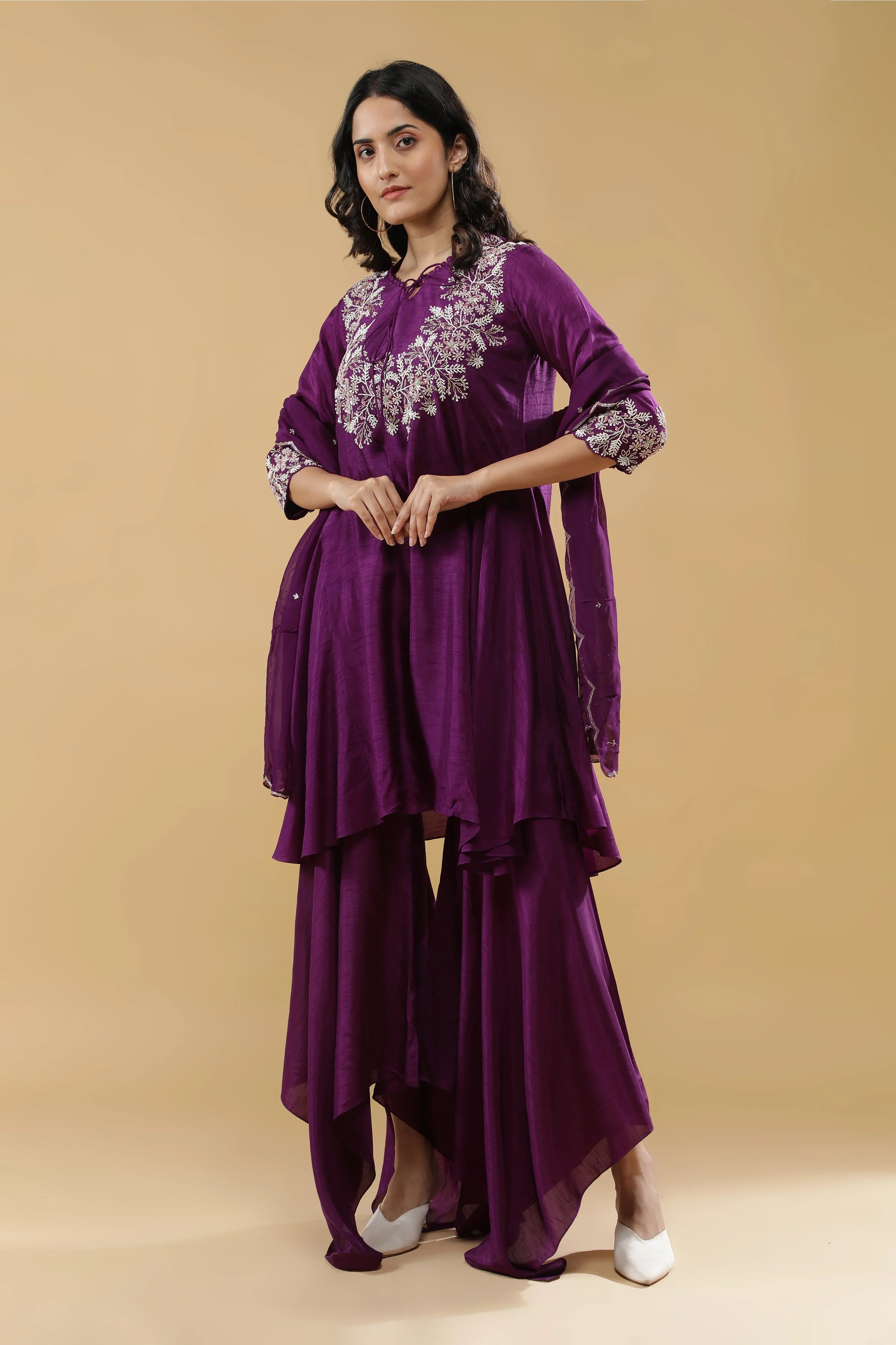 Purple Silk Indo-Western Set - Mokshaa