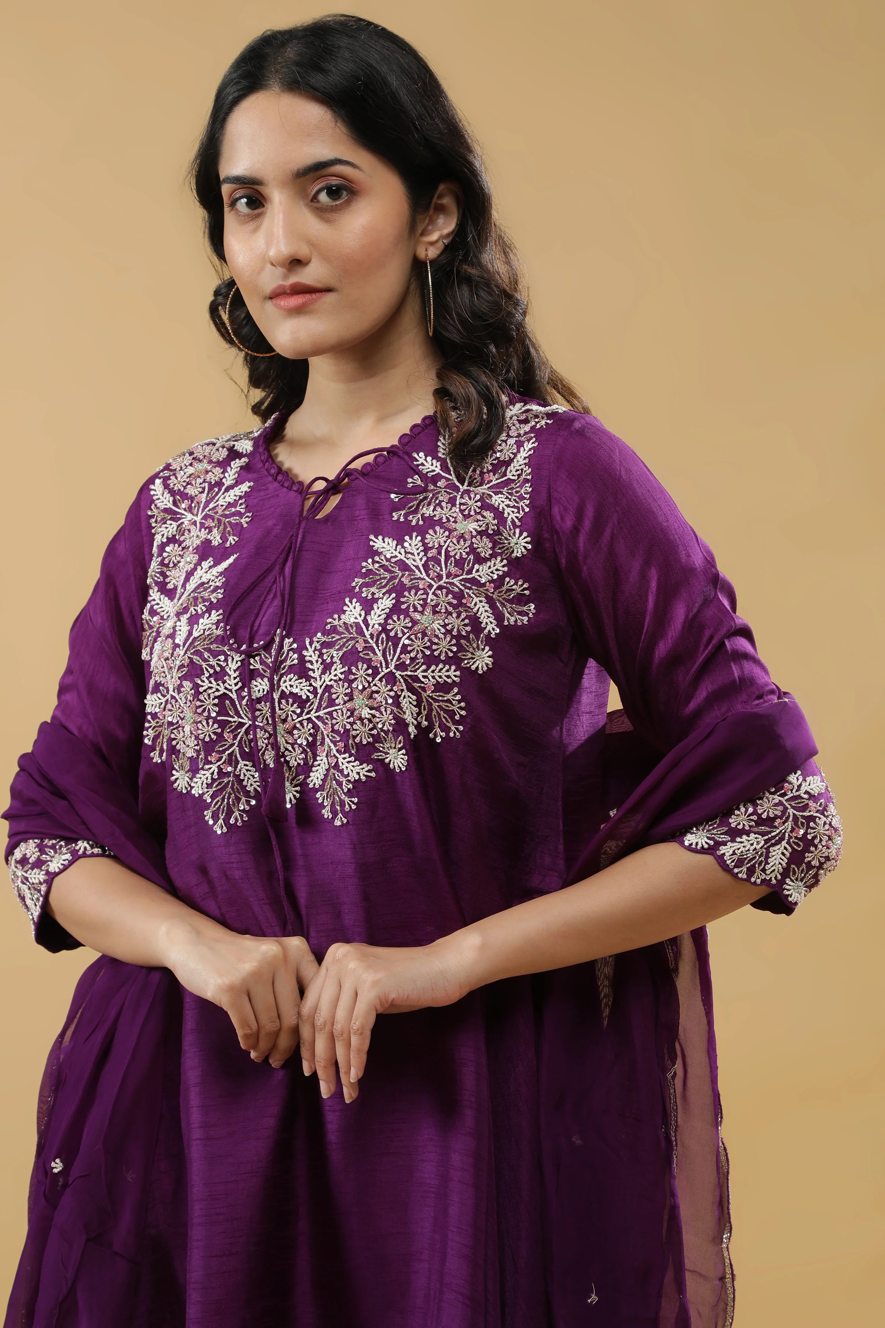 Purple Silk Indo-Western Set - Mokshaa