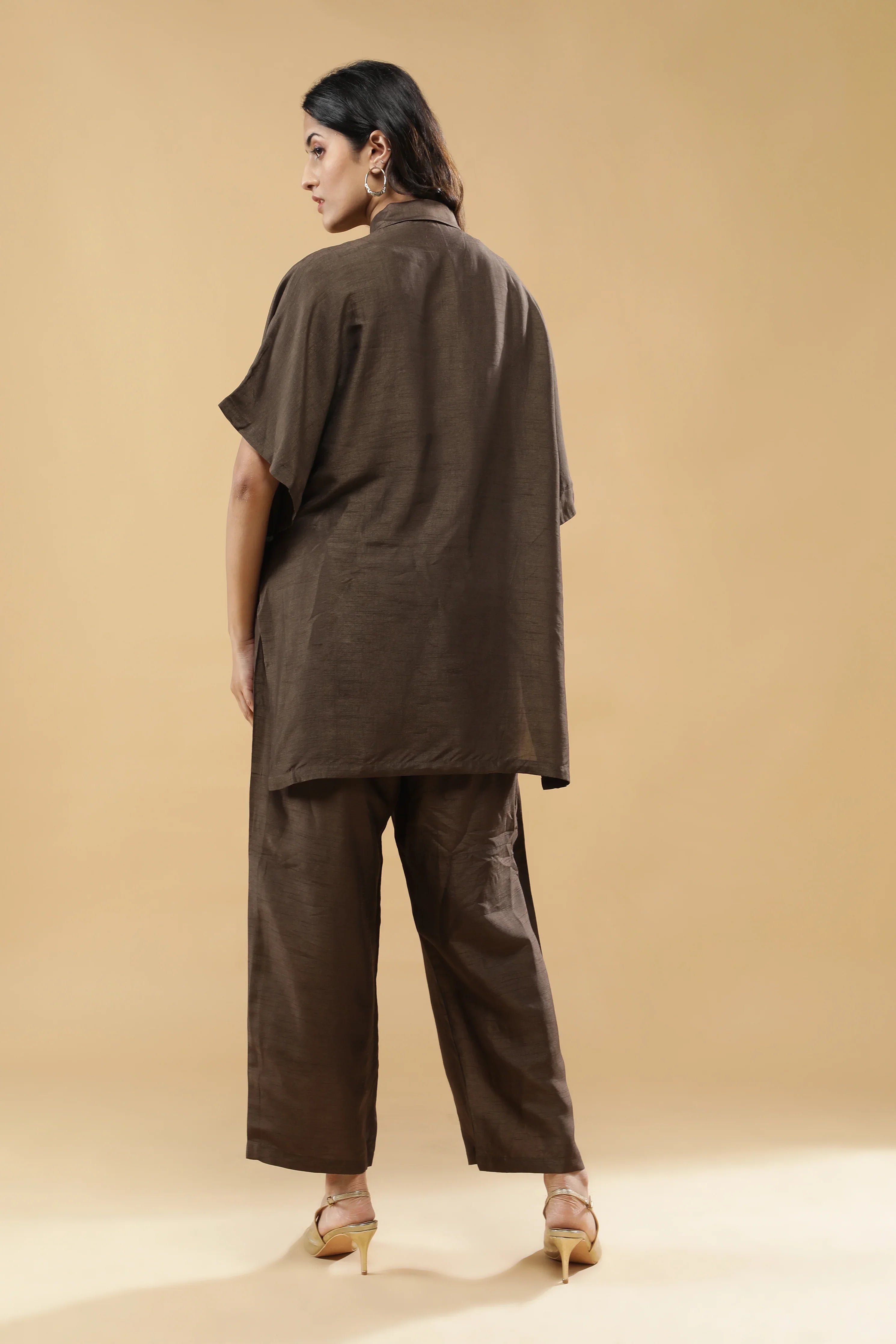 Brown silk Co-ord Set - Mokshaa