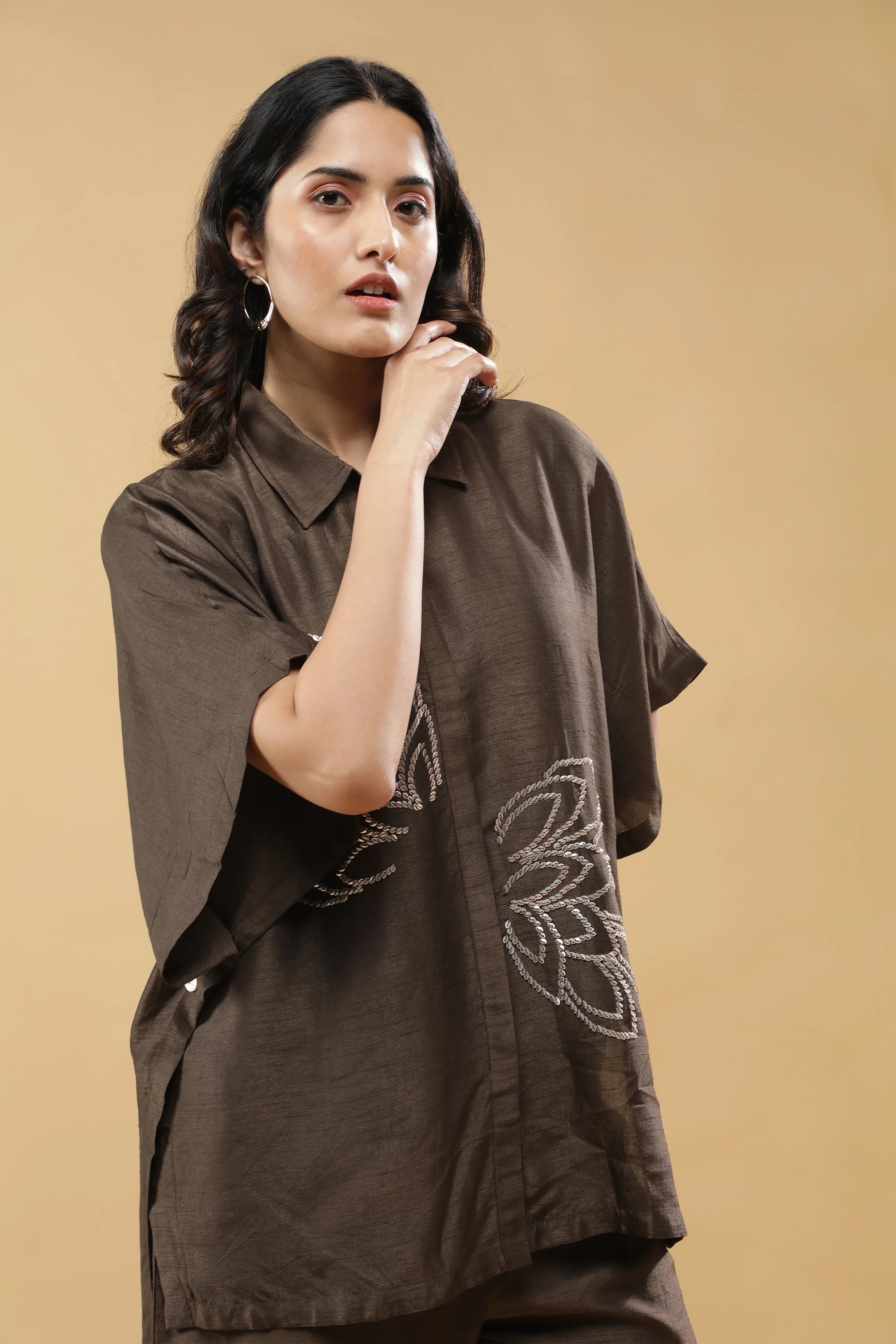 Brown silk Co-ord Set - Mokshaa
