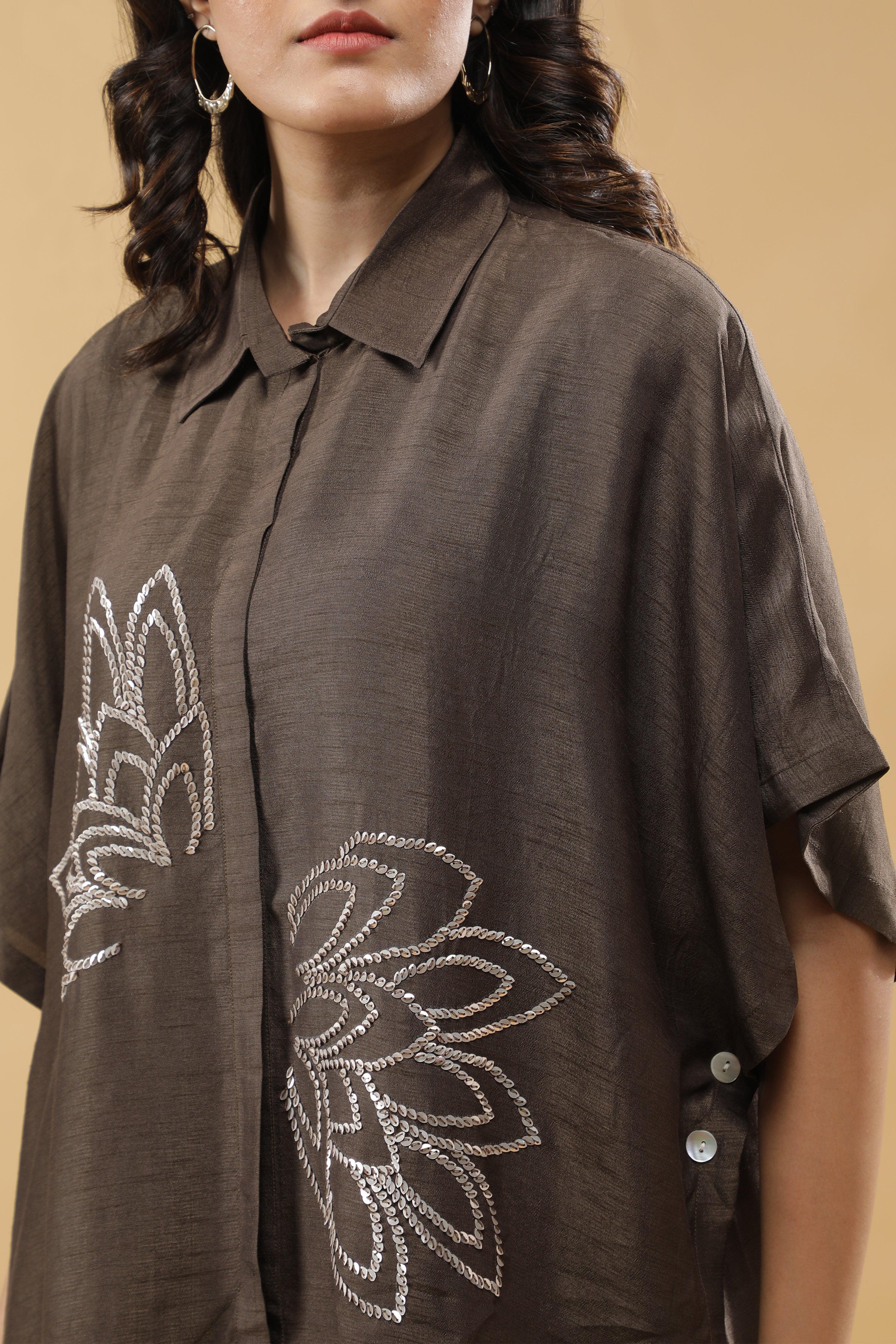 Brown silk Co-ord Set - Mokshaa