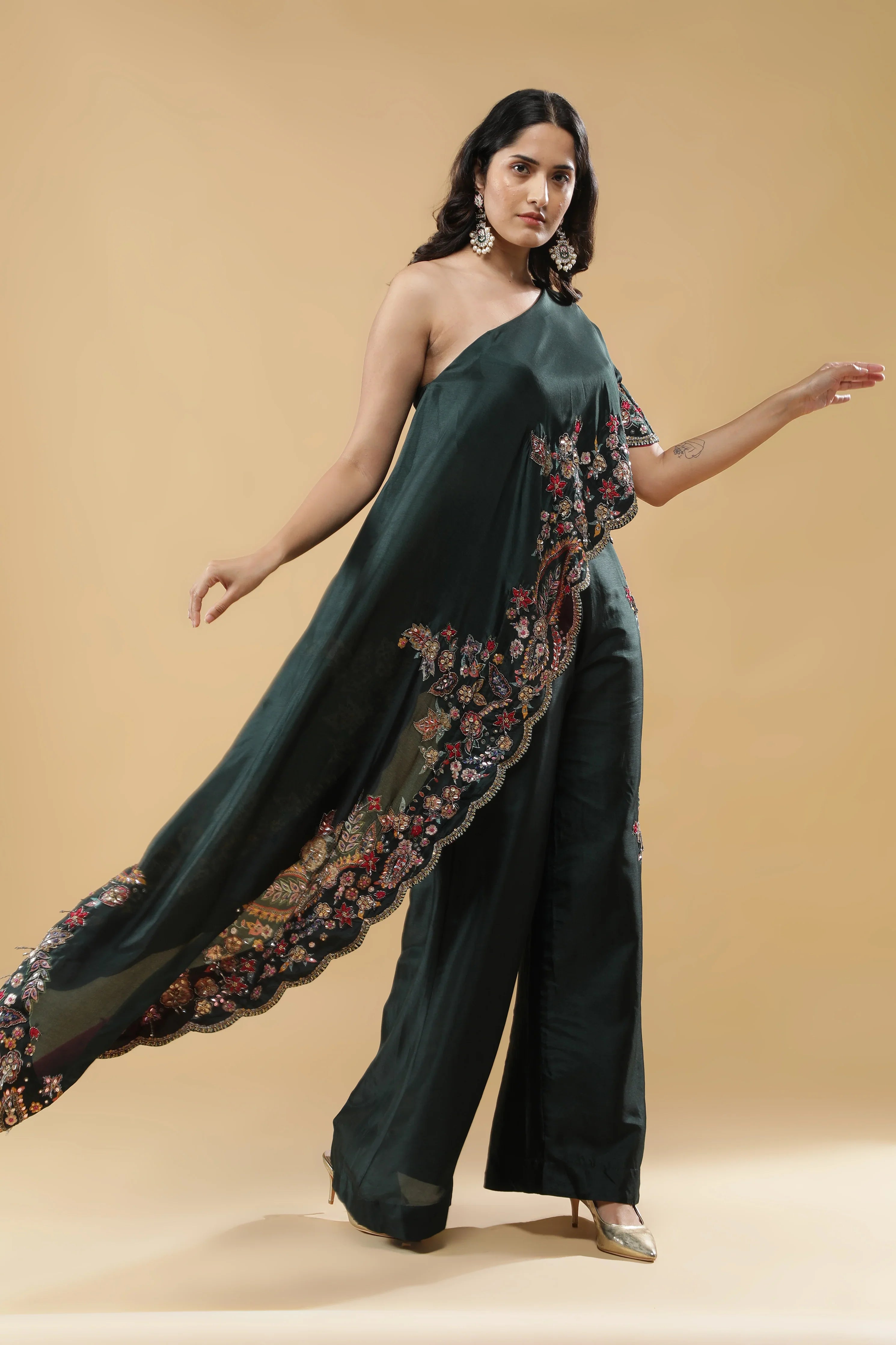 Bottle Green Indo-Western - Mokshaa