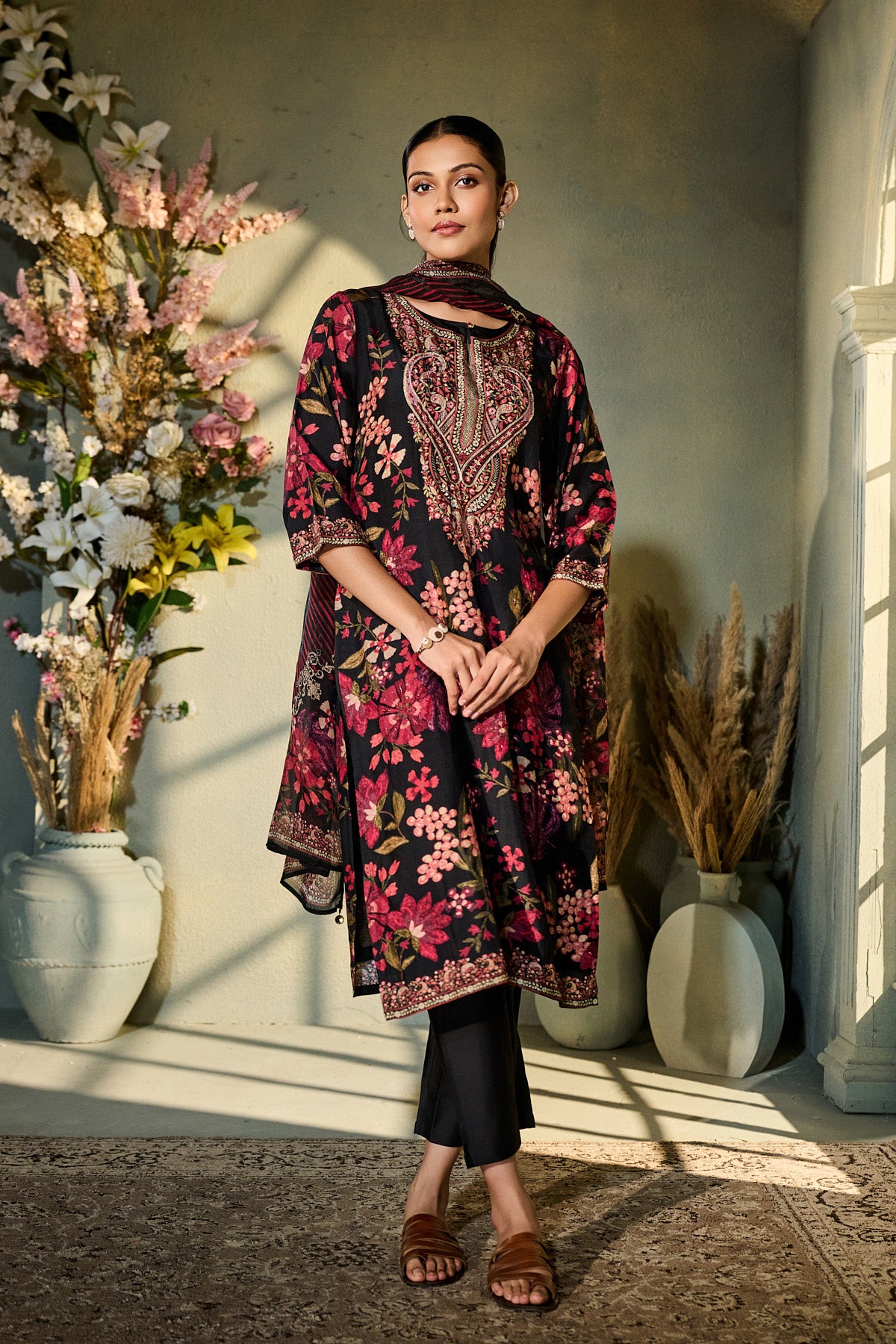 Black Floral Salwar Set