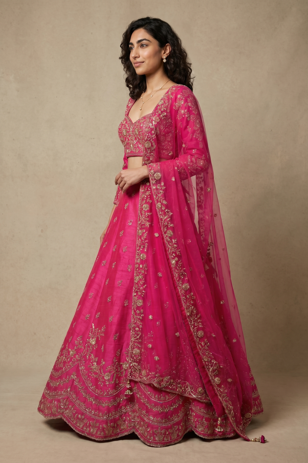 Pink Raw Silk Lehenga