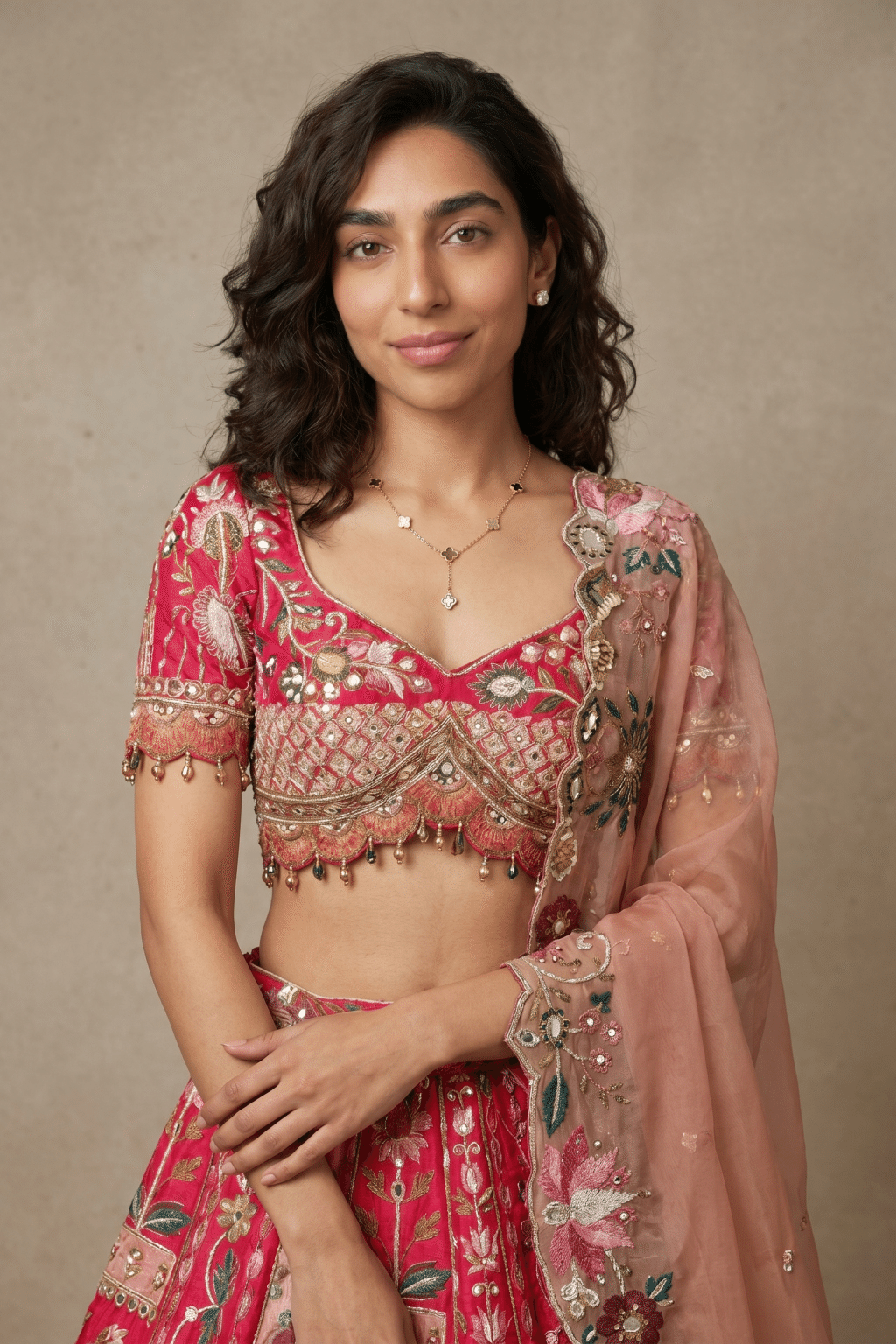 Rani Pink Banaras Raw Silk Lehenga
