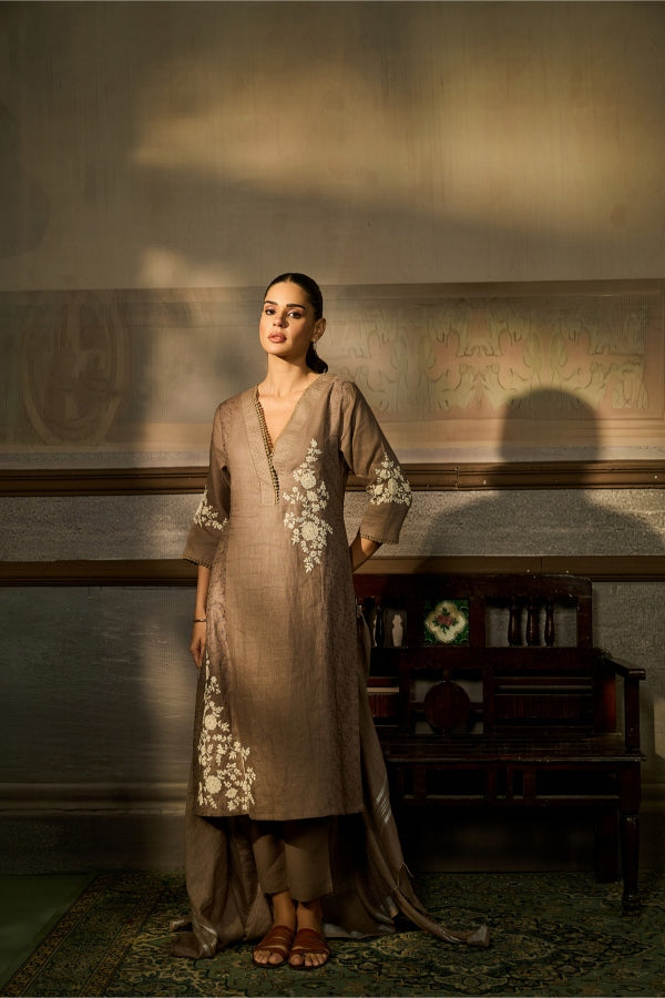 Taupe Brown Embriodred Salwar Set