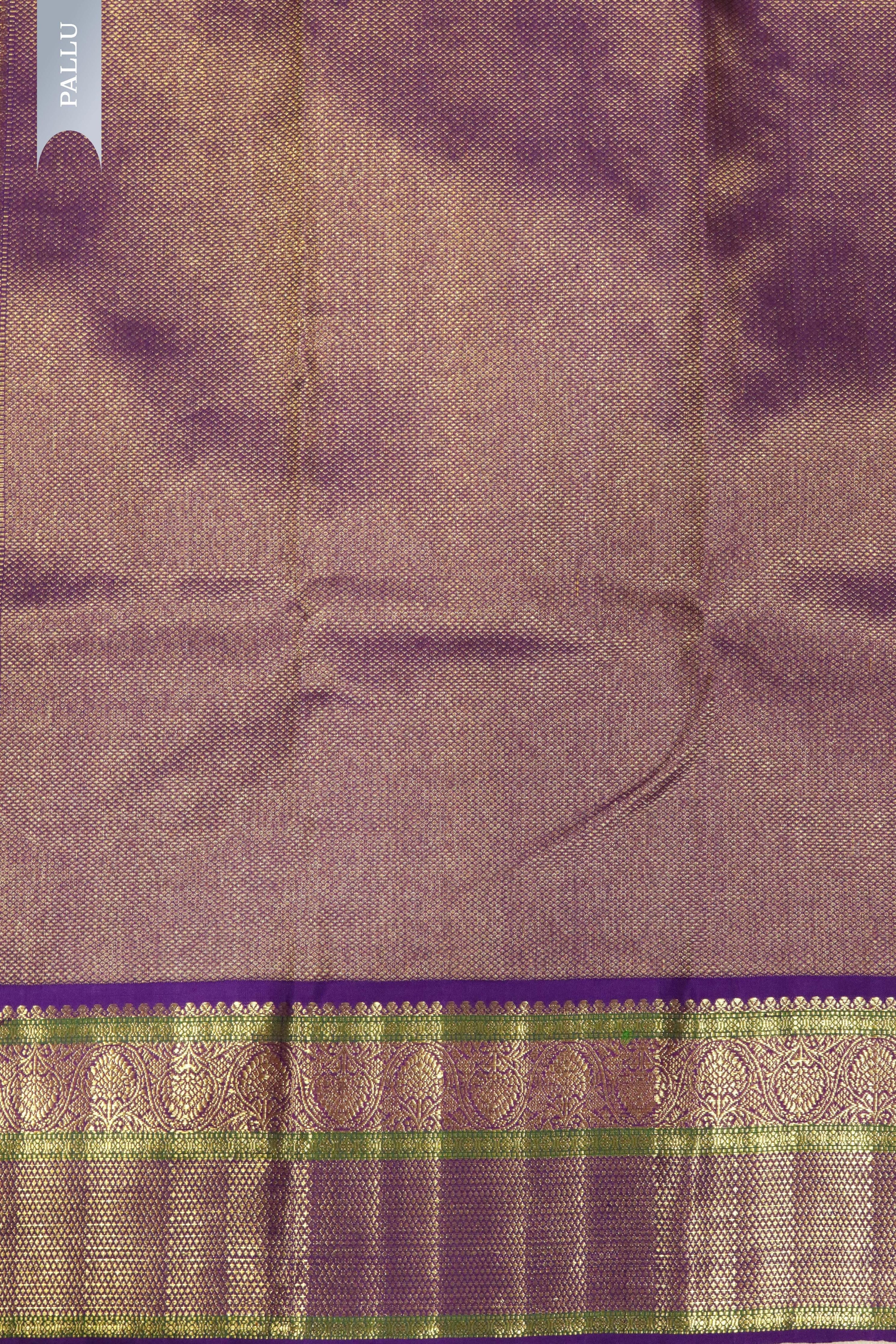 Turquoise Blue Kanchipuram Silk Saree with Zari Stripes, Buttas & Contrast Border - Mokshaa