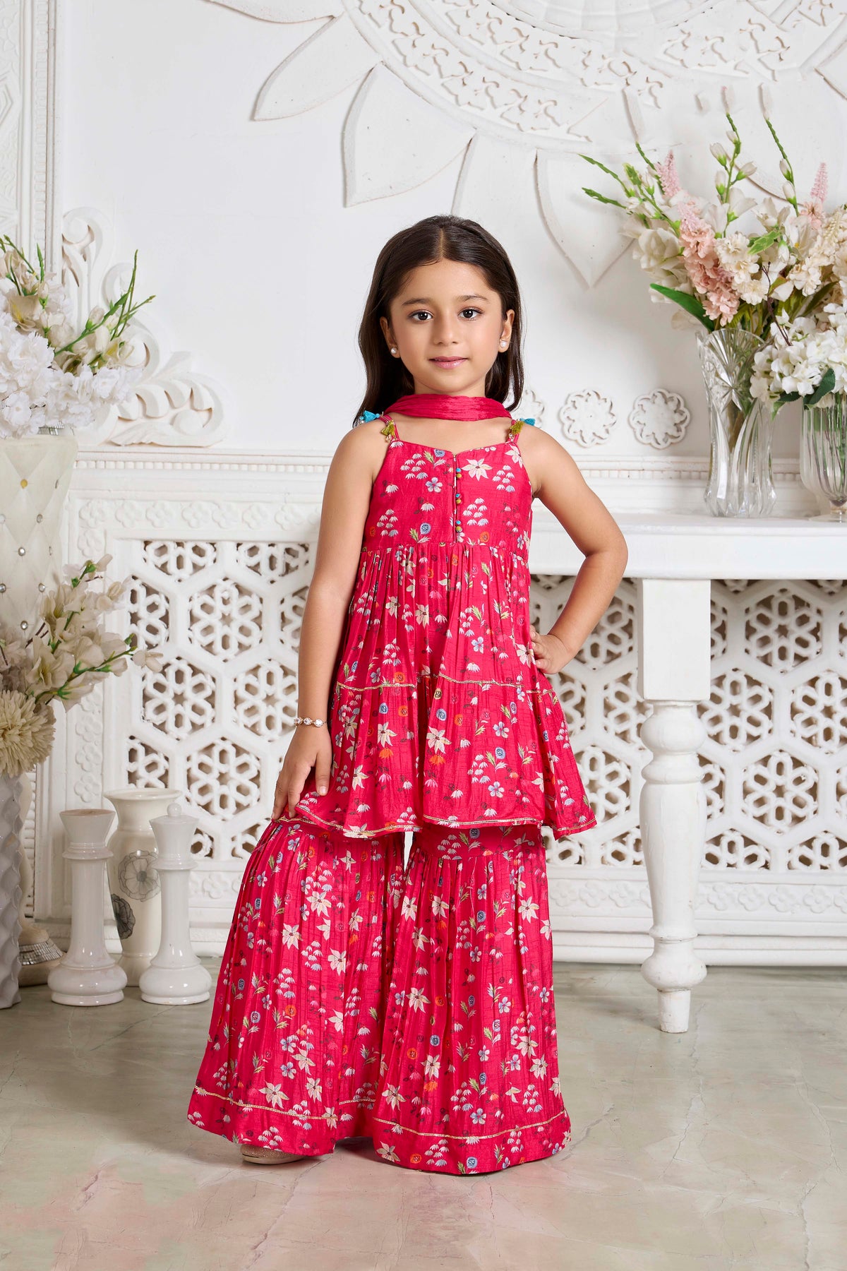 Rani Floral Print Georgette Sharara Set - Mokshaa