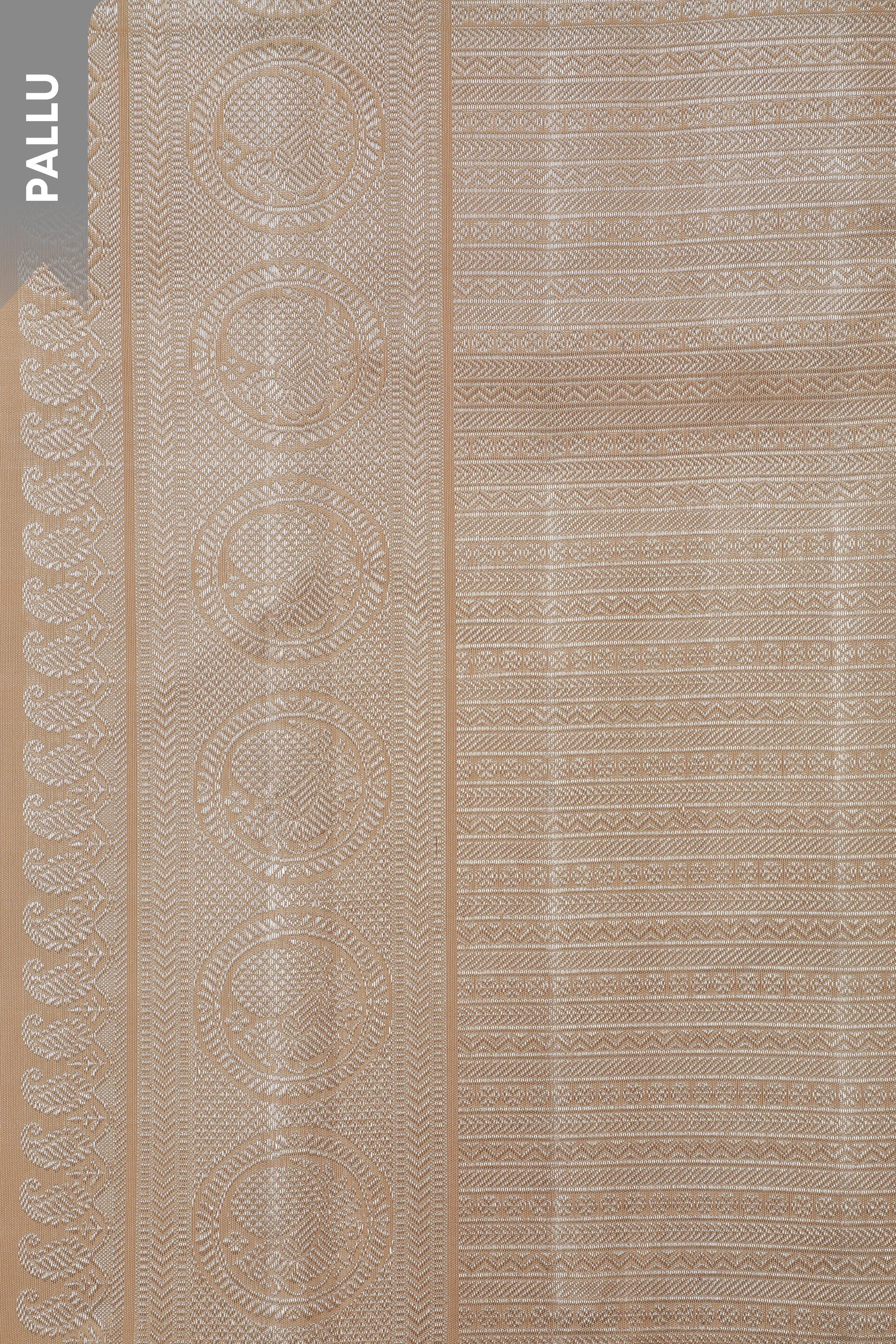 Black Kanchipuram Silk Saree with Geometric Zari and Cream Animal Border - Mokshaa