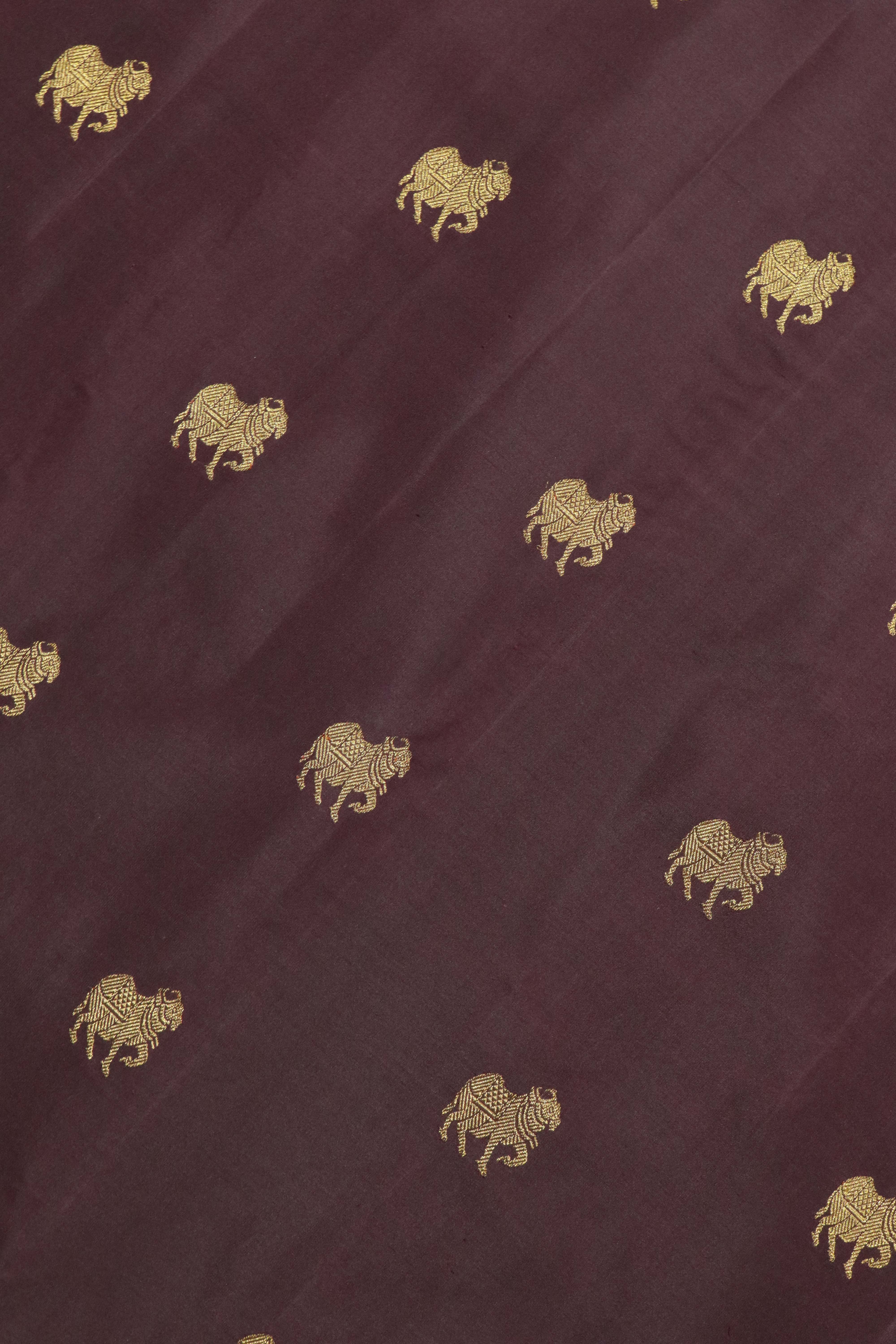 Dark Brown Kanchipuram Silk Saree