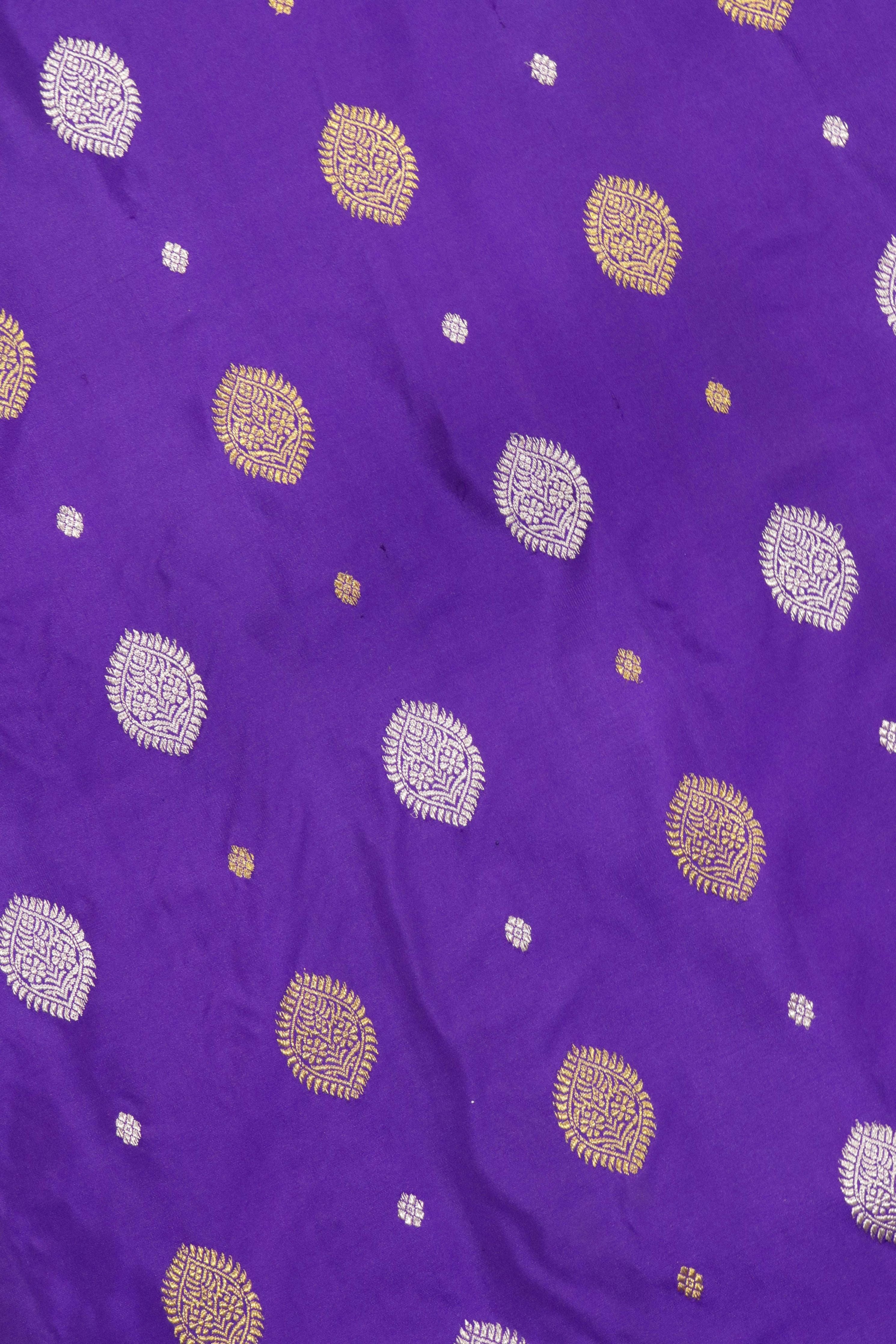 Ink Blue Kanchipuram Silk Saree with Gold & Silver Motifs and Contrast Light Blue Pallu - Mokshaa