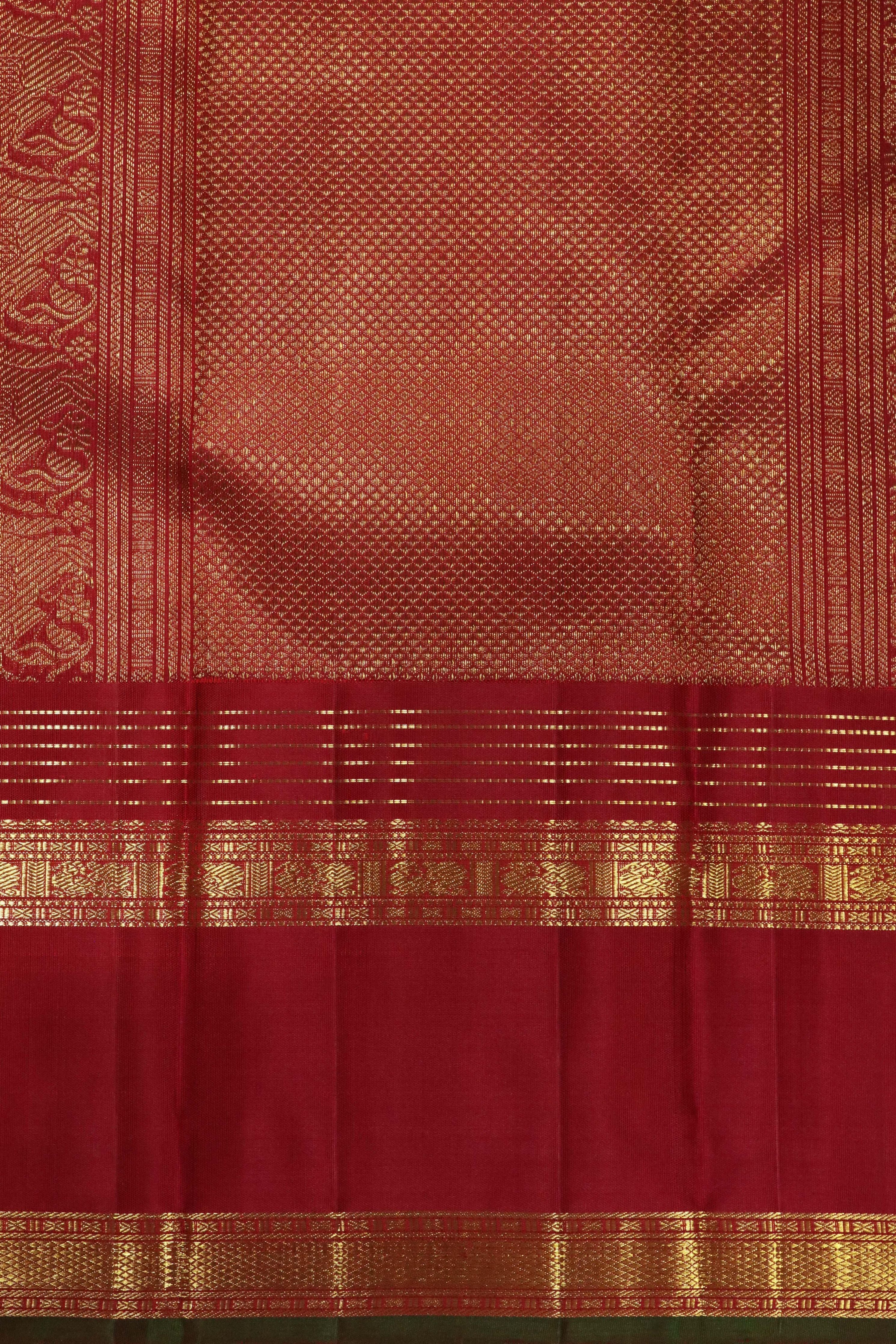 Royal Blue Kanchipuram Silk Saree with Zari Stripes and Contrast Border - Mokshaa