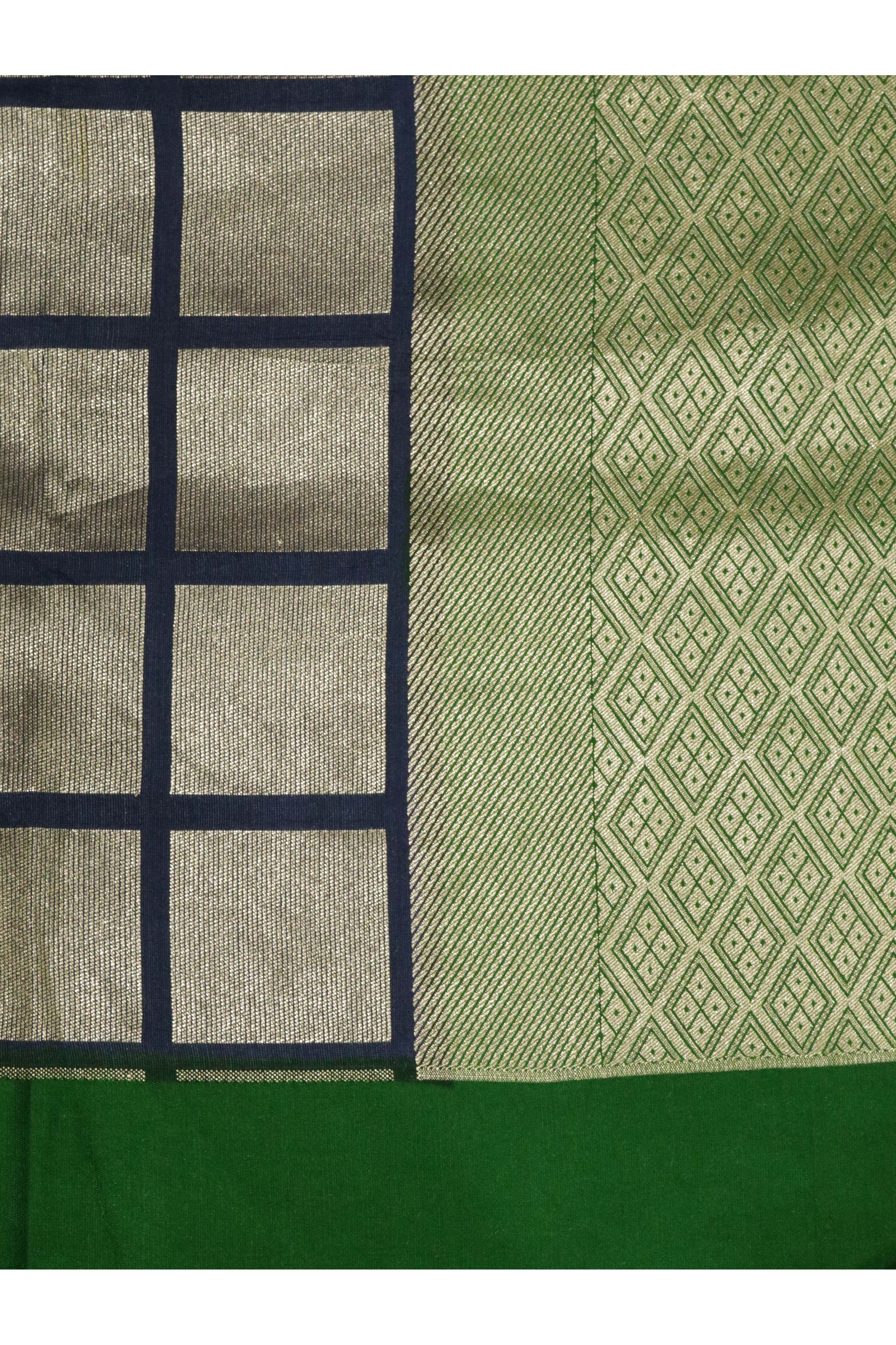 Ash Blue Handloom Silk Saree with Silver Zari Geometric Weaving - Mokshaa