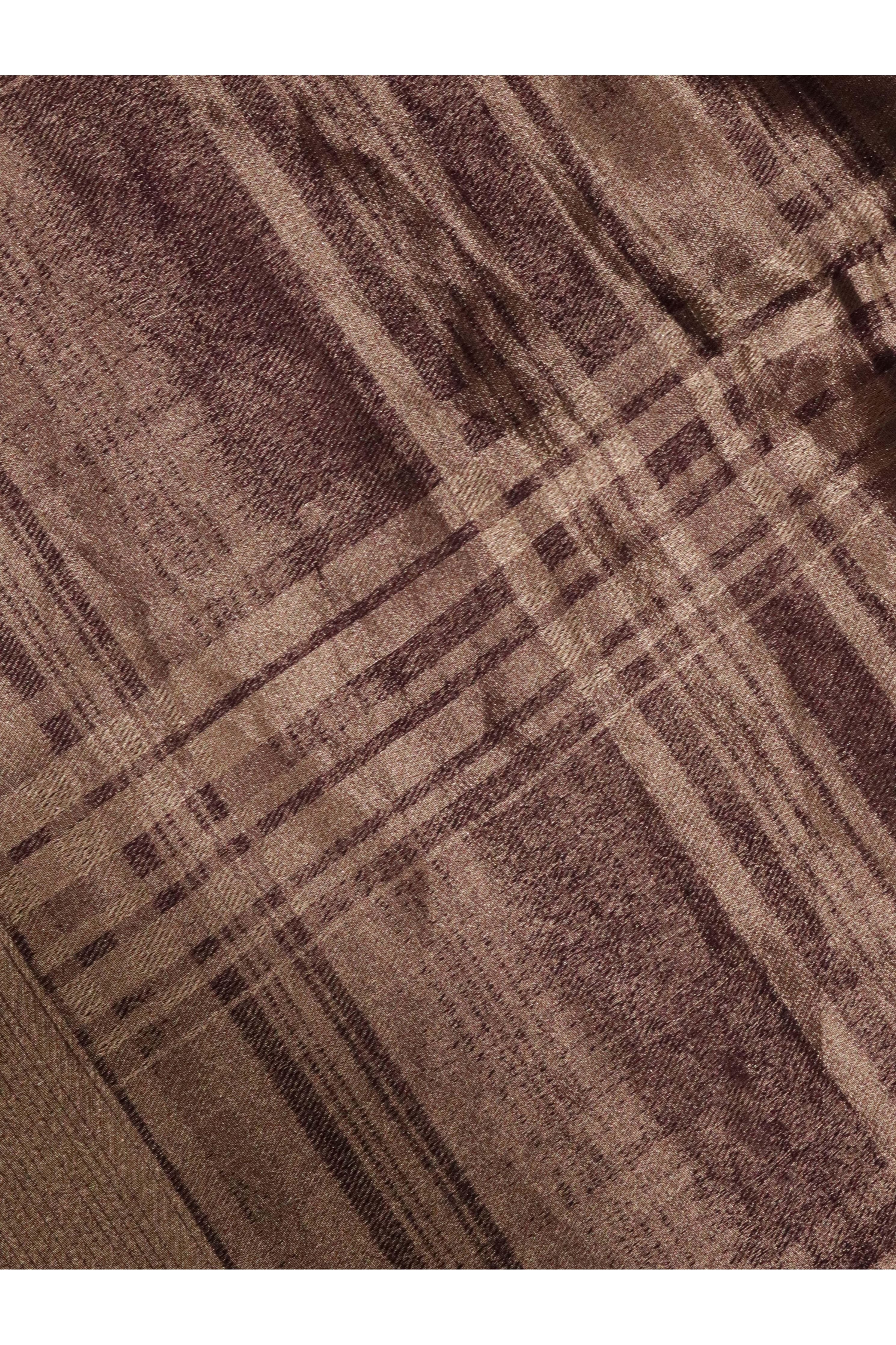 Wine Banarasi Kora Silk Saree with Self Zari Checks & Zari Border - Mokshaa