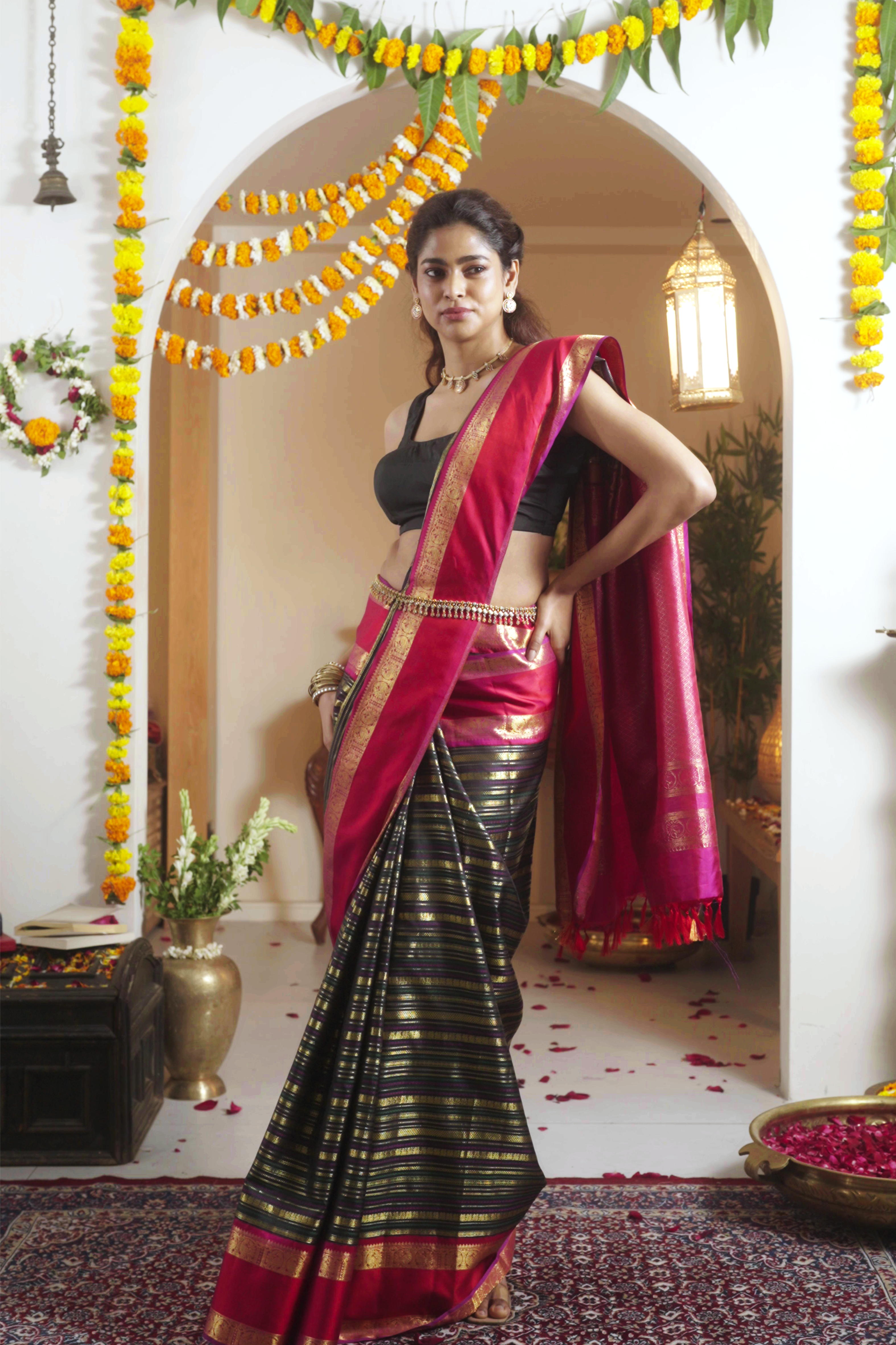 Black Kanchivaram Silk Saree