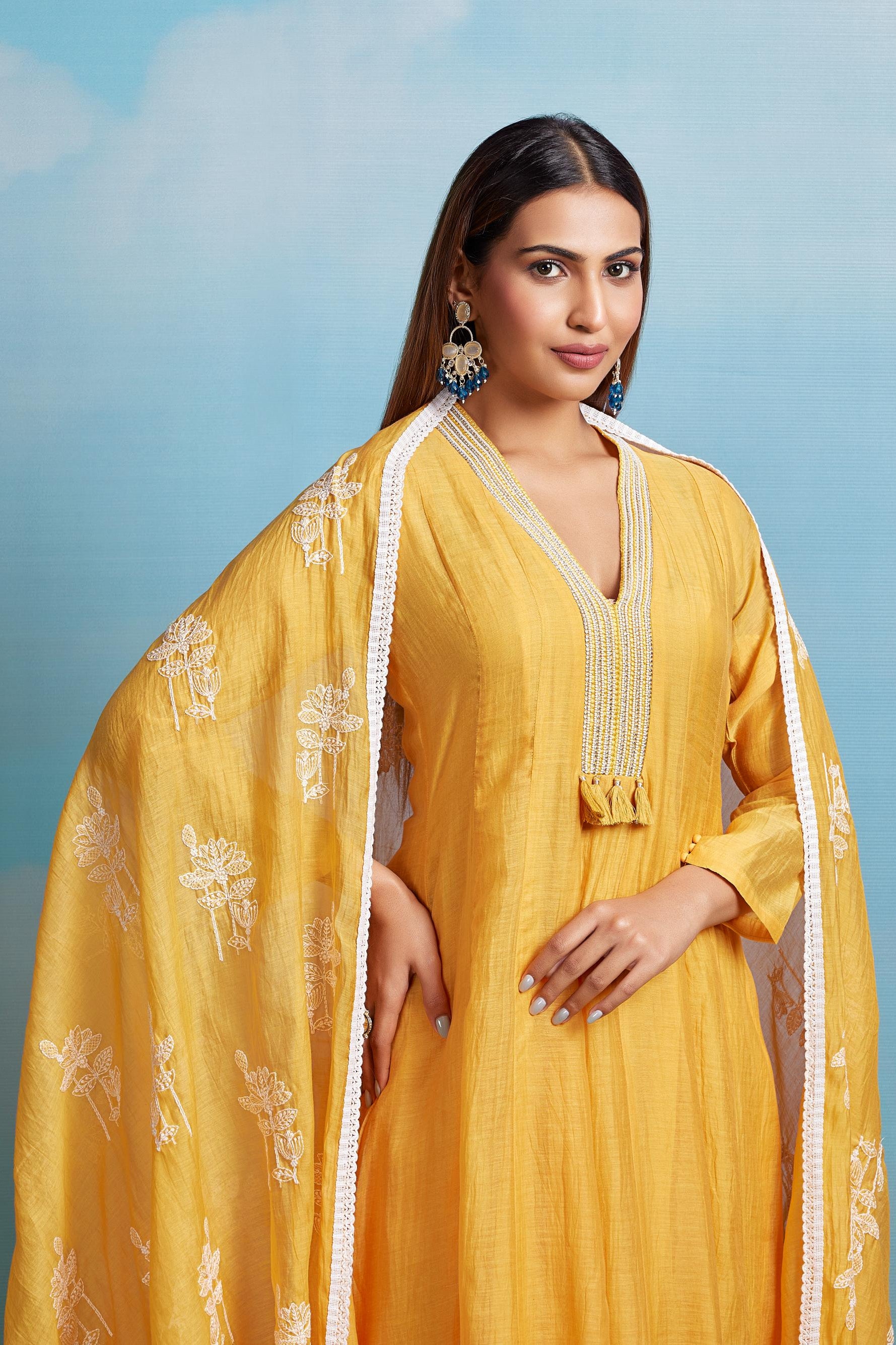 Mustard Embroidered Salwar Set