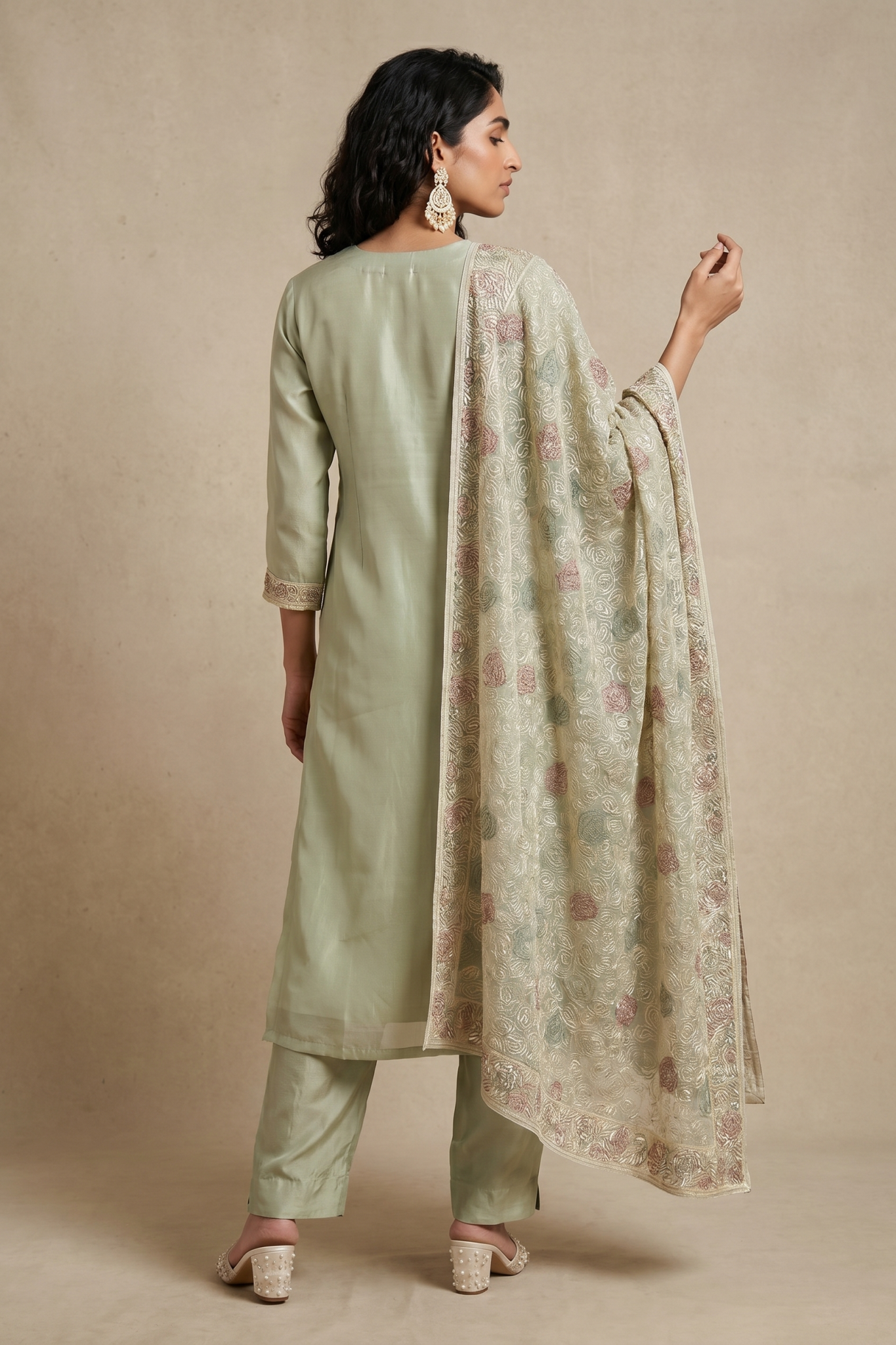 Sage Green Soft Organza Salwar Set