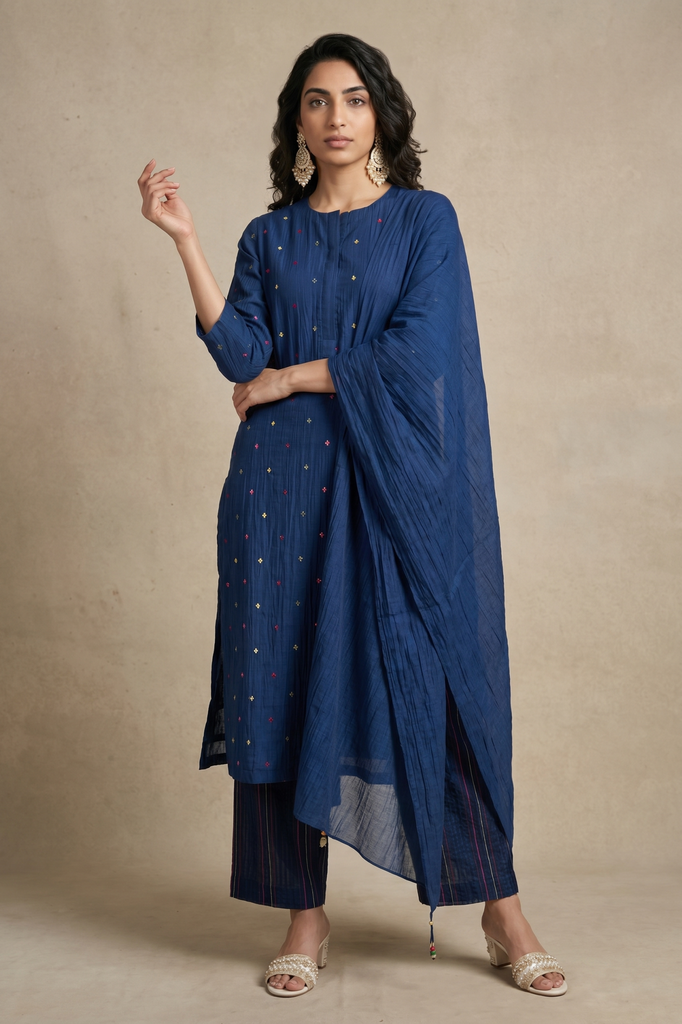 Navy Blue Cotton Salwar Set