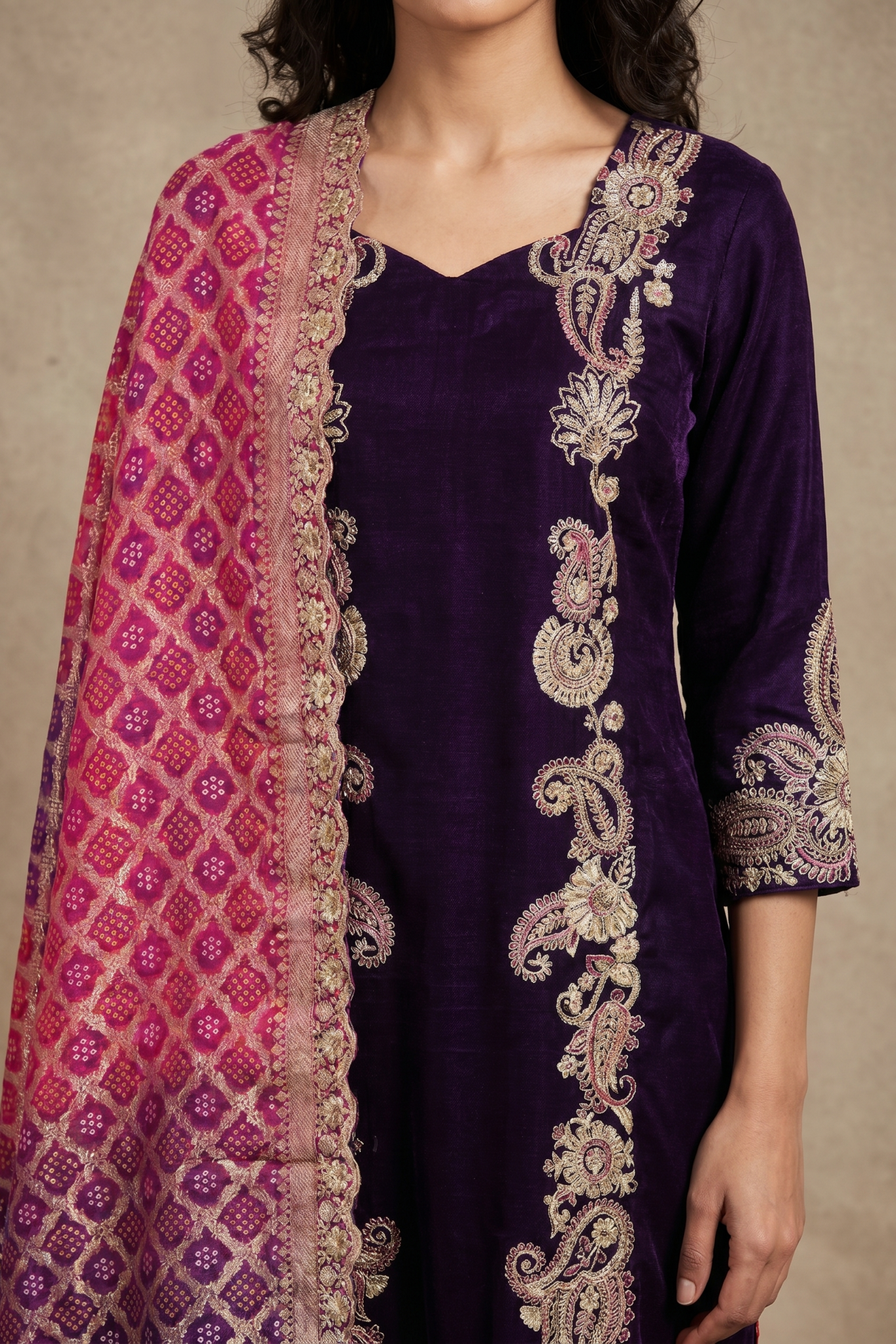 Purple Raw Silk Salwar Set