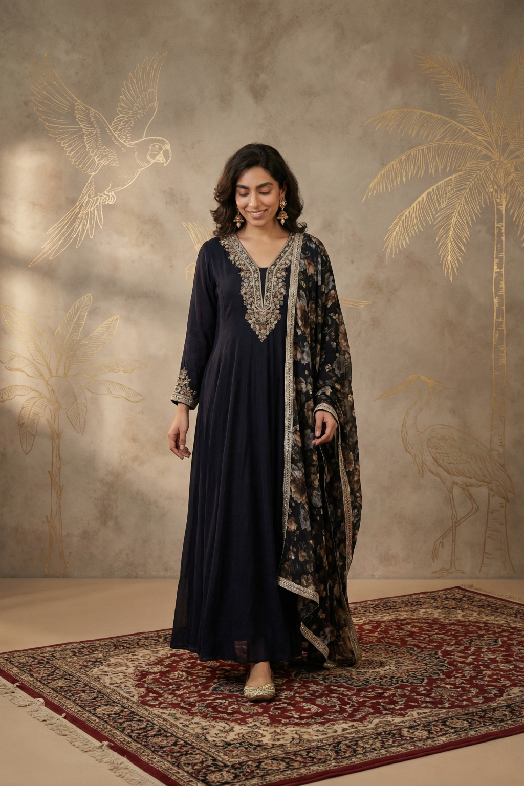Black Crepe Anarkali Suit