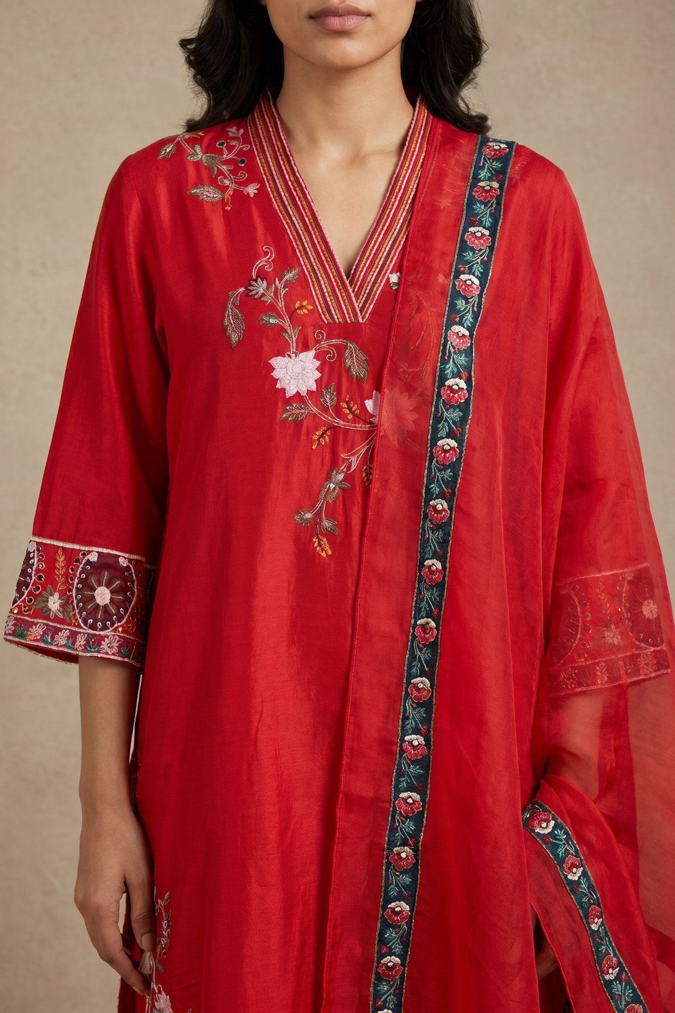 Red Chanderi Cotton Salwar Set