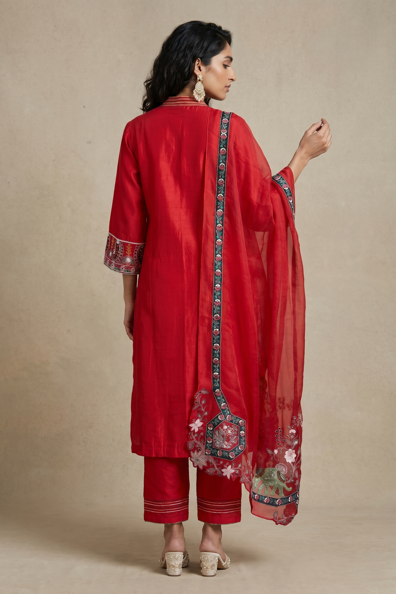 Red Chanderi Cotton Salwar Set