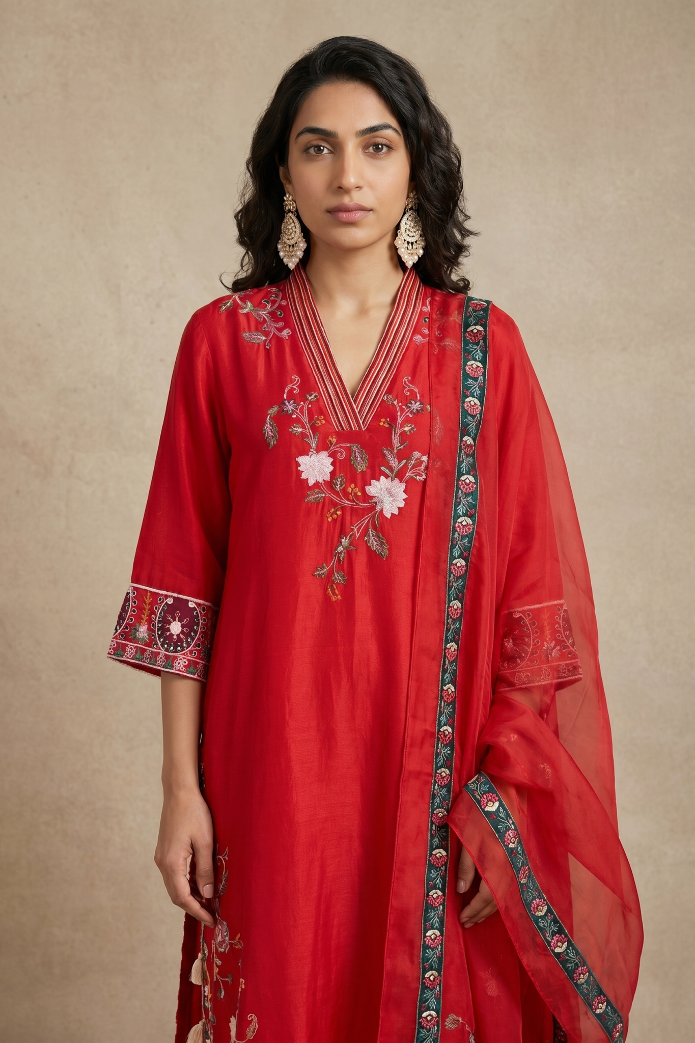 Red Chanderi Cotton Salwar Set