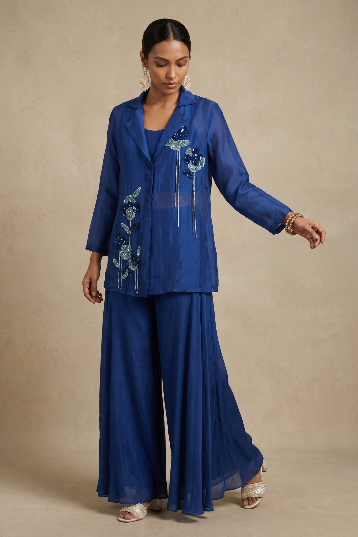 Royal Blue Organza Co-Ord Set