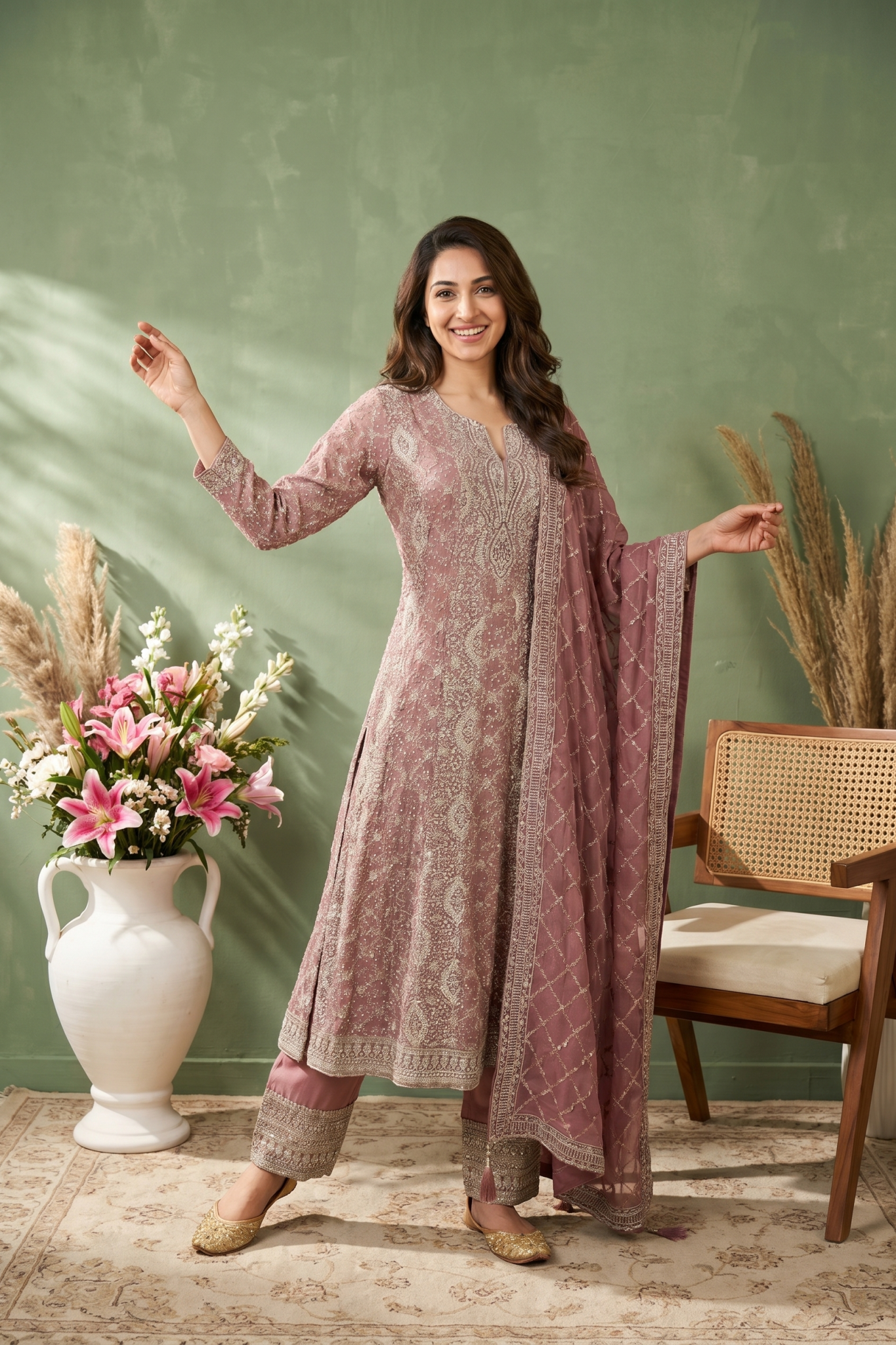 Dusty Rose Georgette Salwar Set