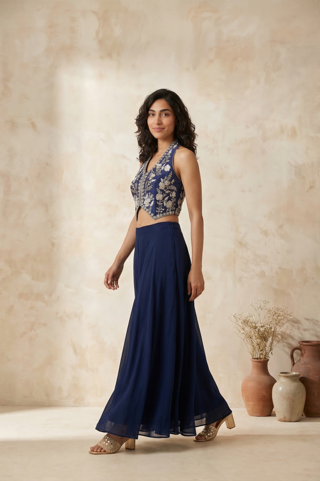 Blue Silk Palazzo Set