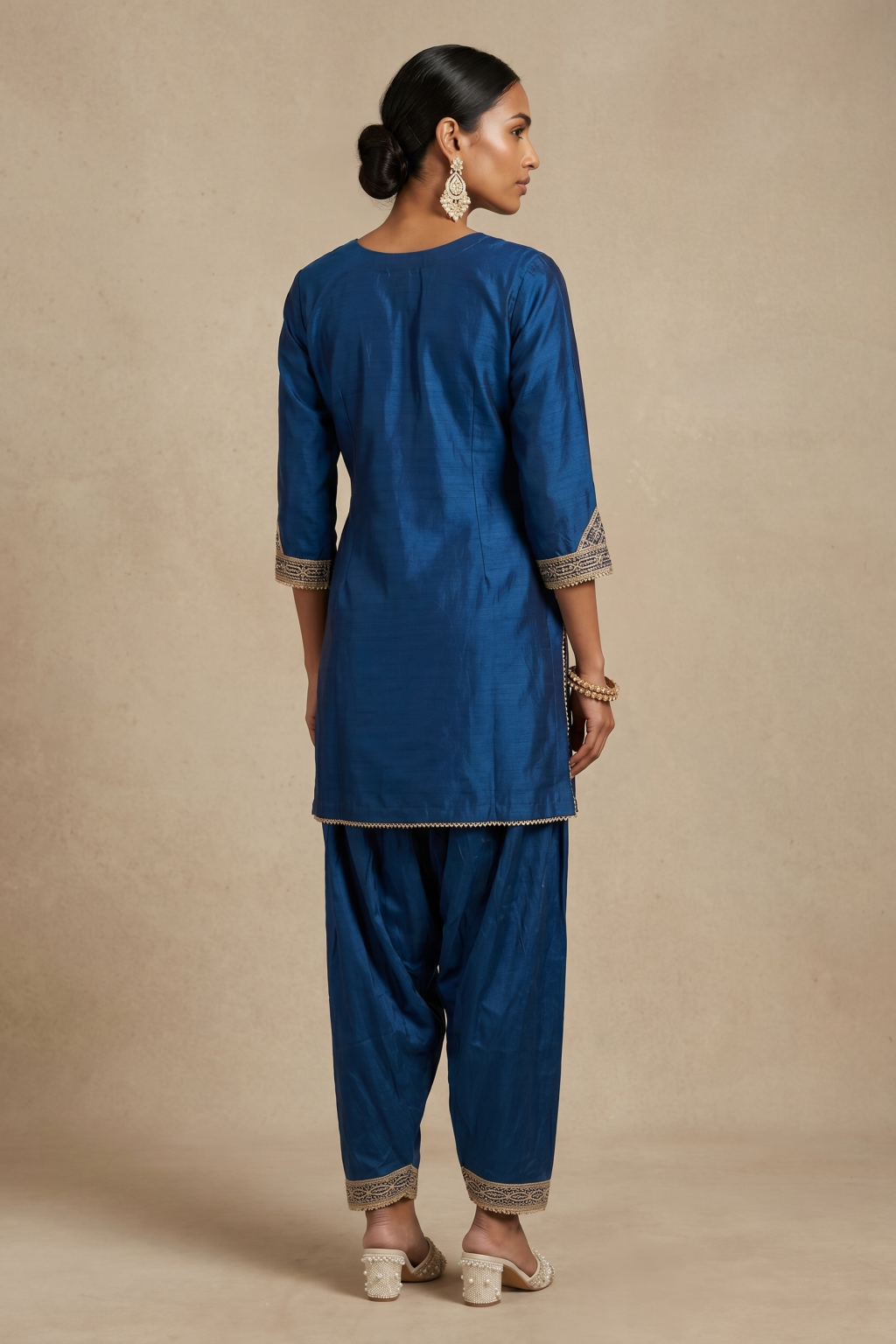 Royal Blue Embroidered Dhoti Set