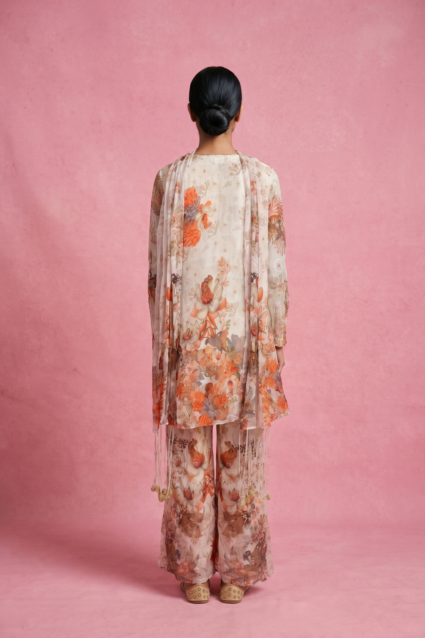 Floral Chiffon Cotton Palazzo Set