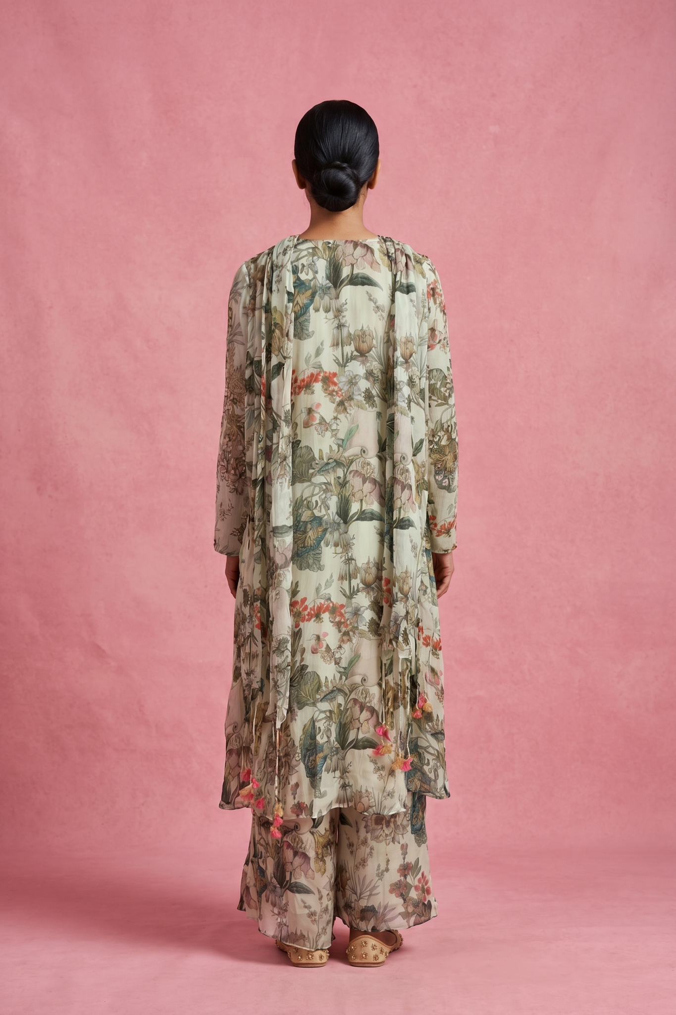 Sage Floral Printed Sharara Set