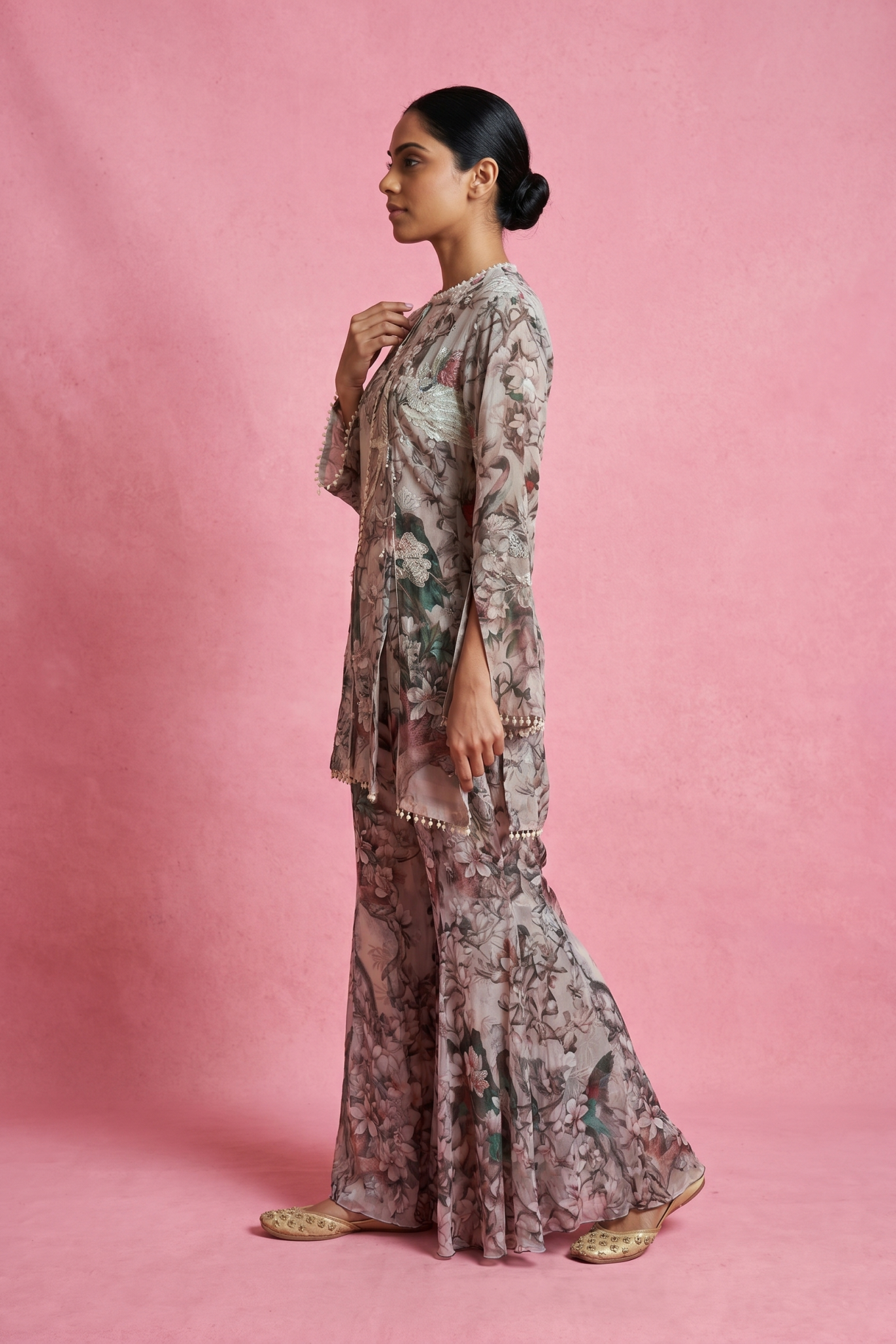 Blush Floral Printed Sharara Set