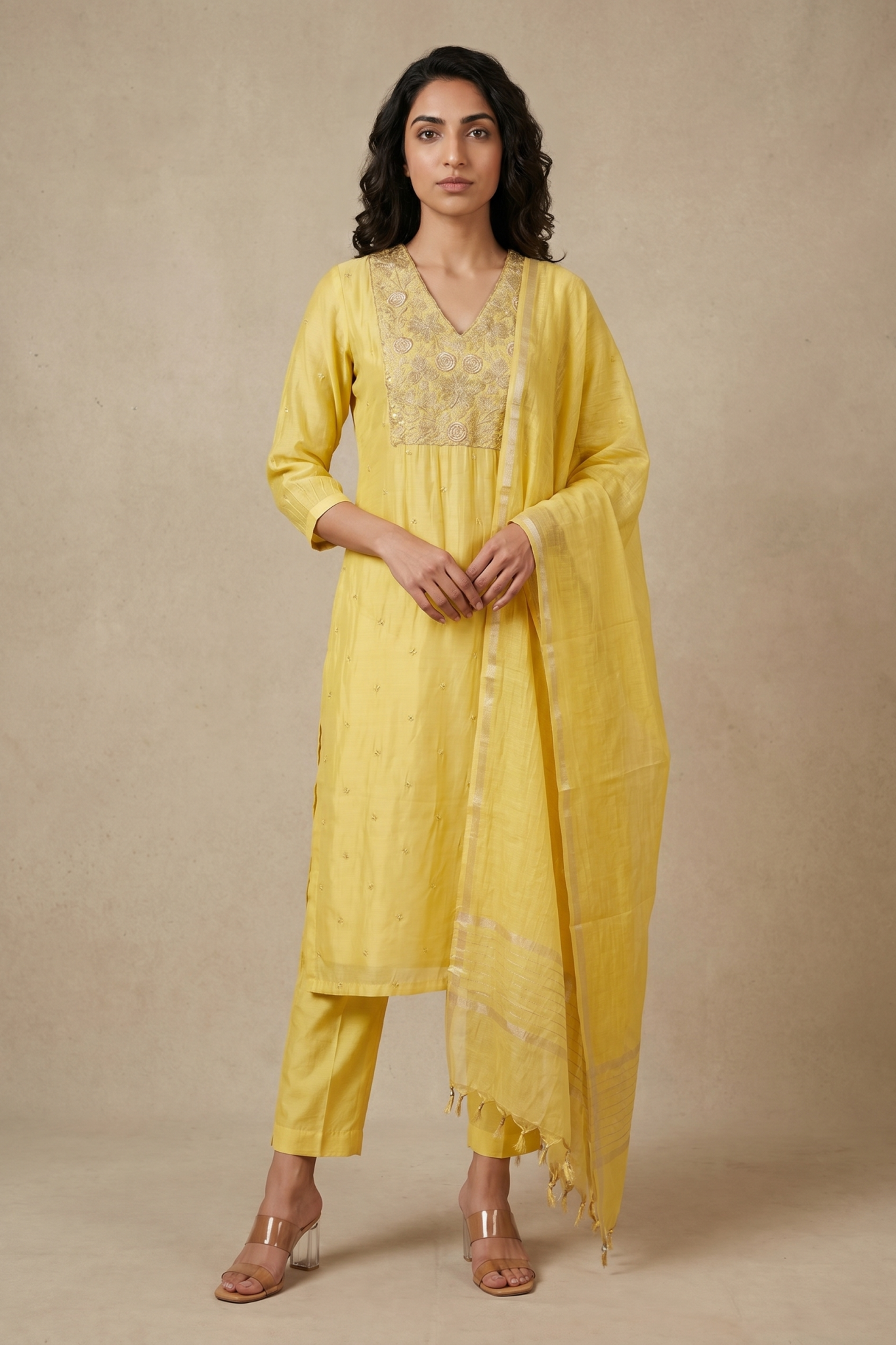 Sunshine Yellow Cotton Suit Set