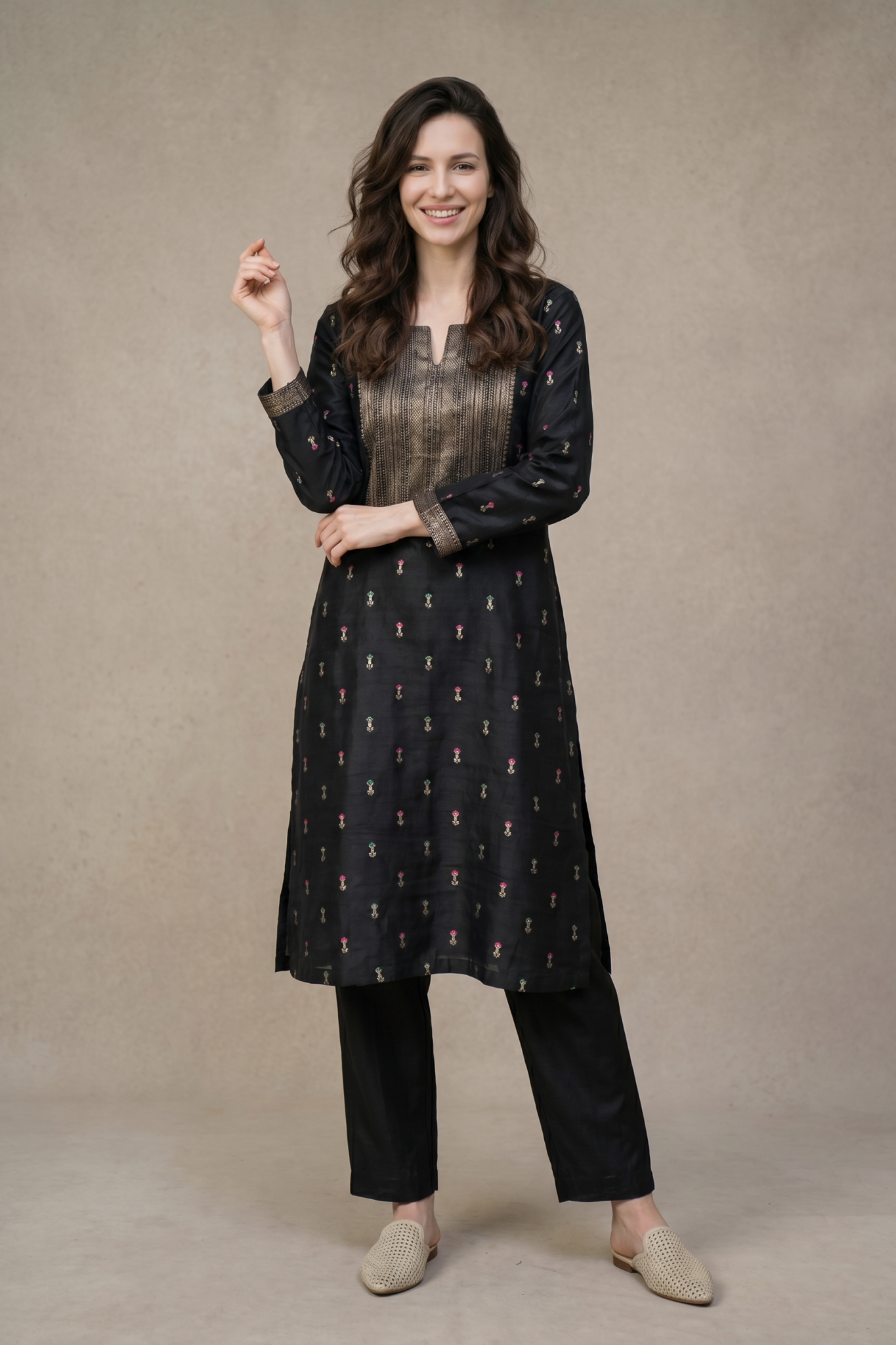 Black Silk Kurta Set