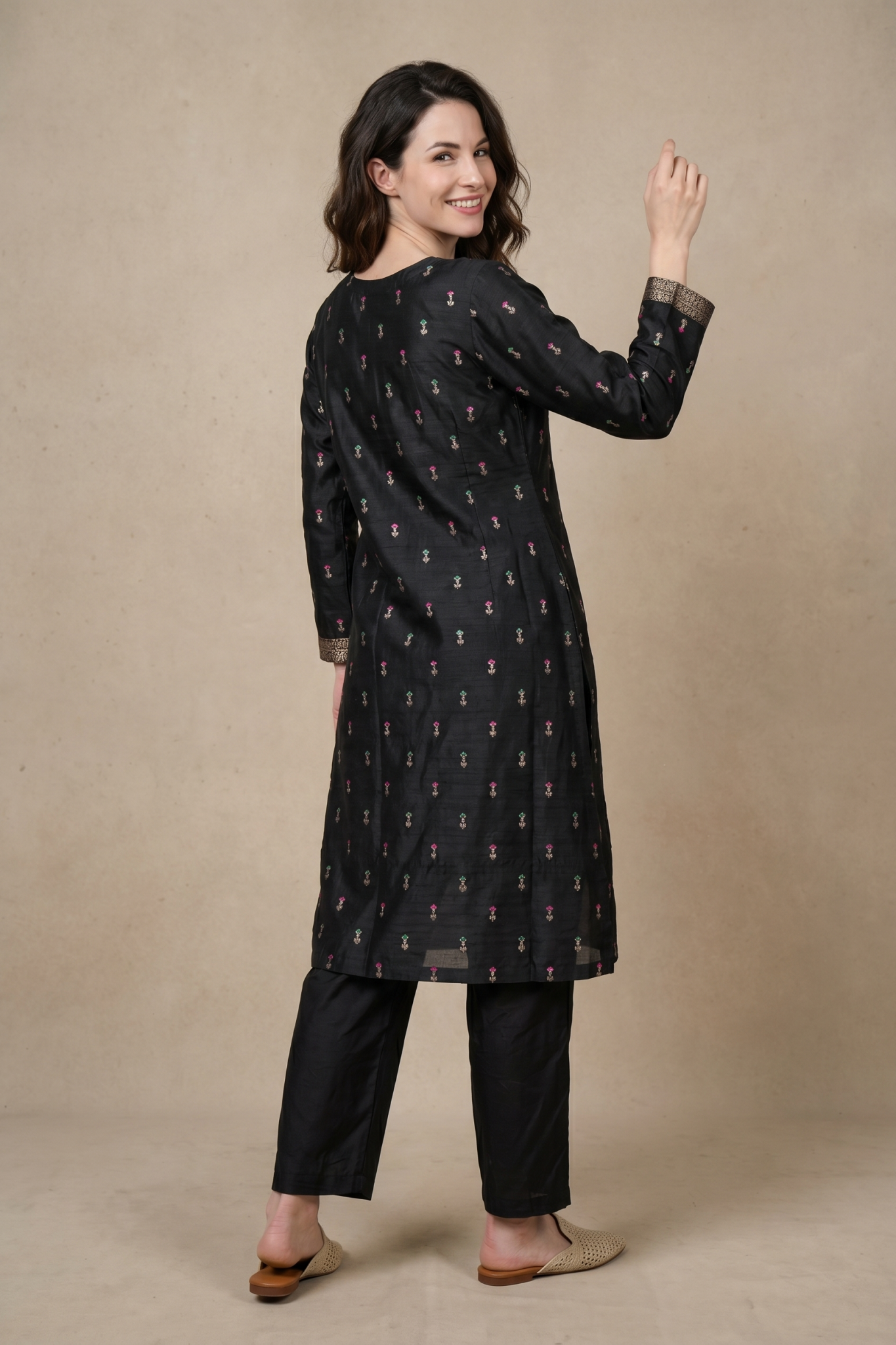 Black Silk Kurta Set
