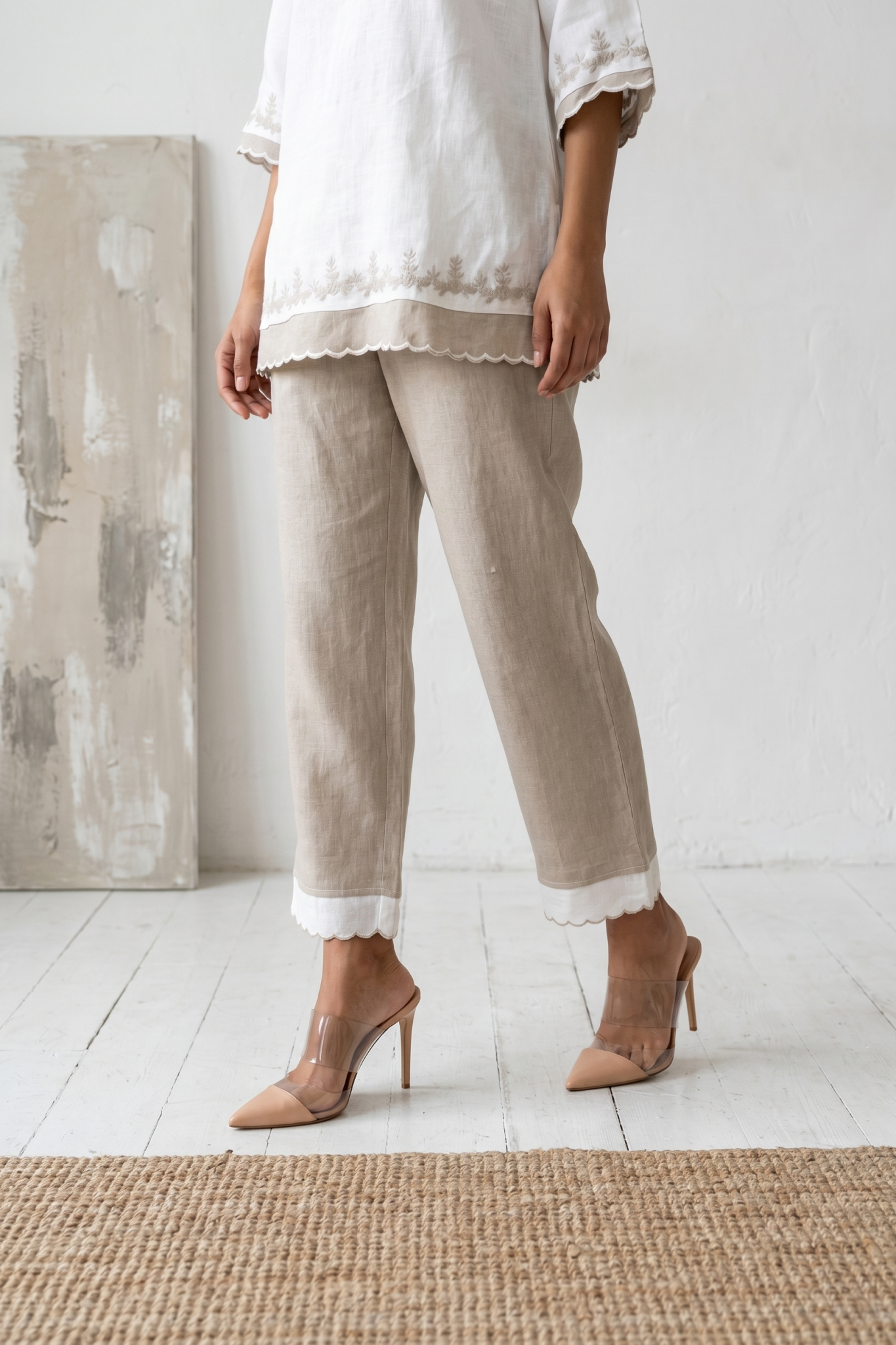 Ivory and Beige Linen Co-ord Set