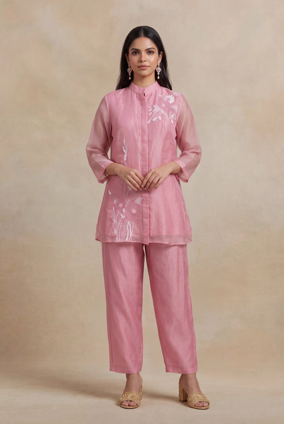 Pink Organza Co-ord Set - Mokshaa