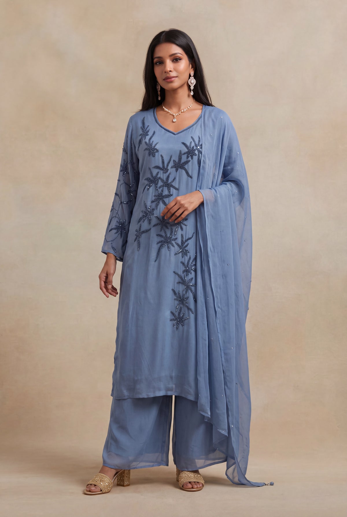 Powder Blue Salwar Set - Mokshaa