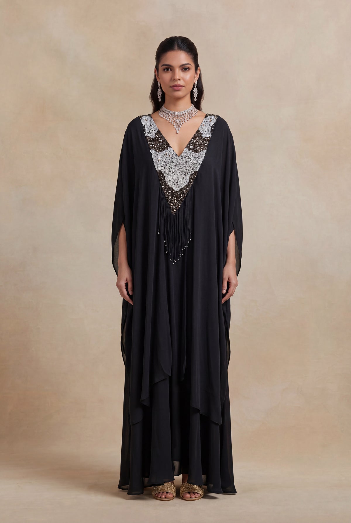 Black Satin Sharara Set - Mokshaa