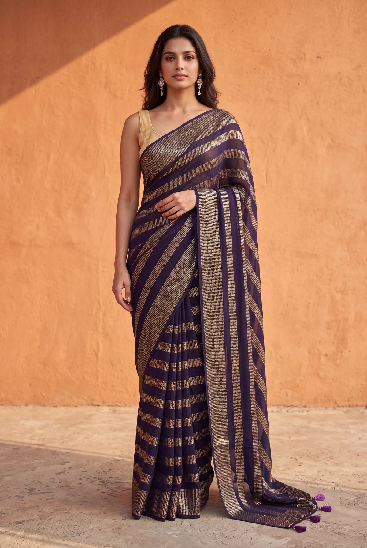 Purple Georgette Saree - Mokshaa