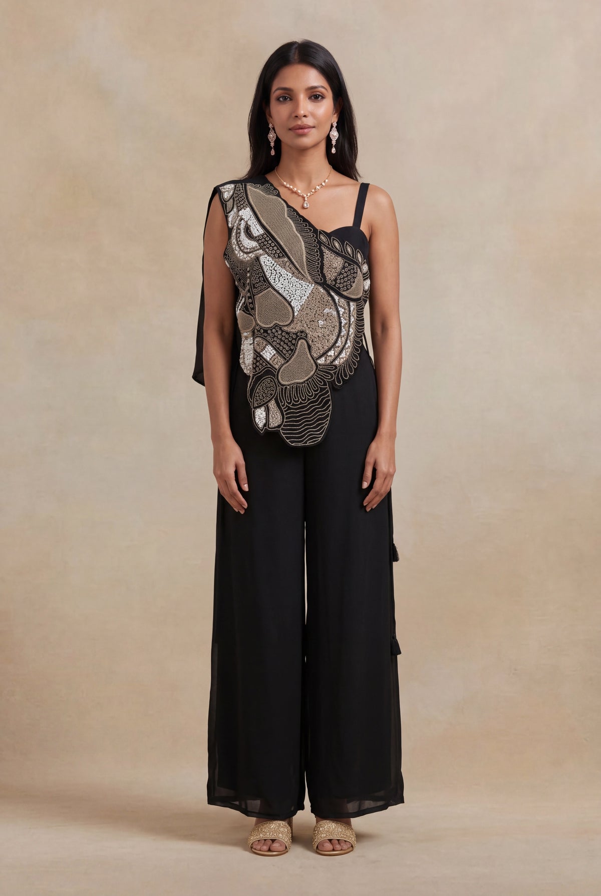 Black One-Shoulder Jumpsuit - Mokshaa