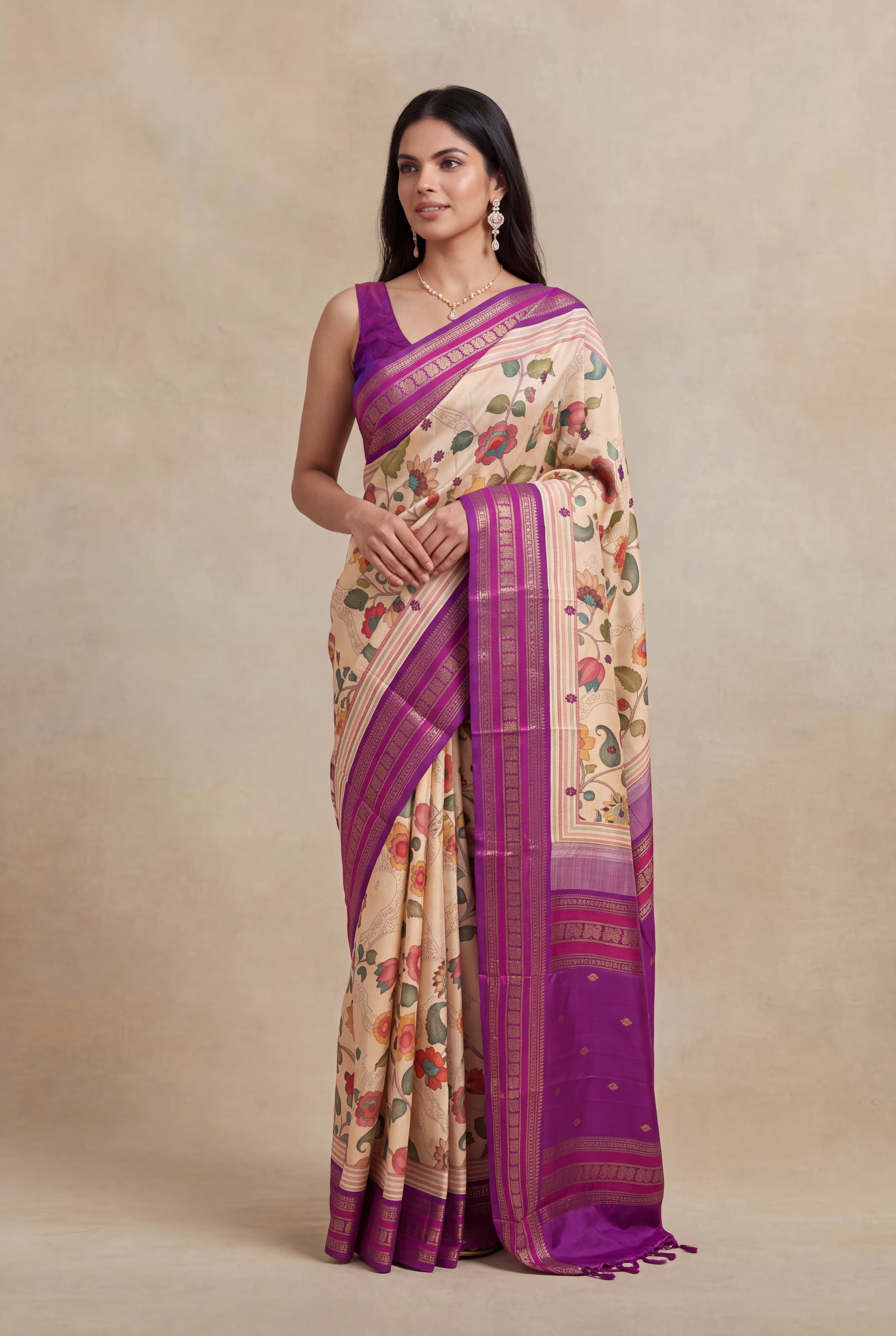 Light Peach Kanchivaram Silk Saree