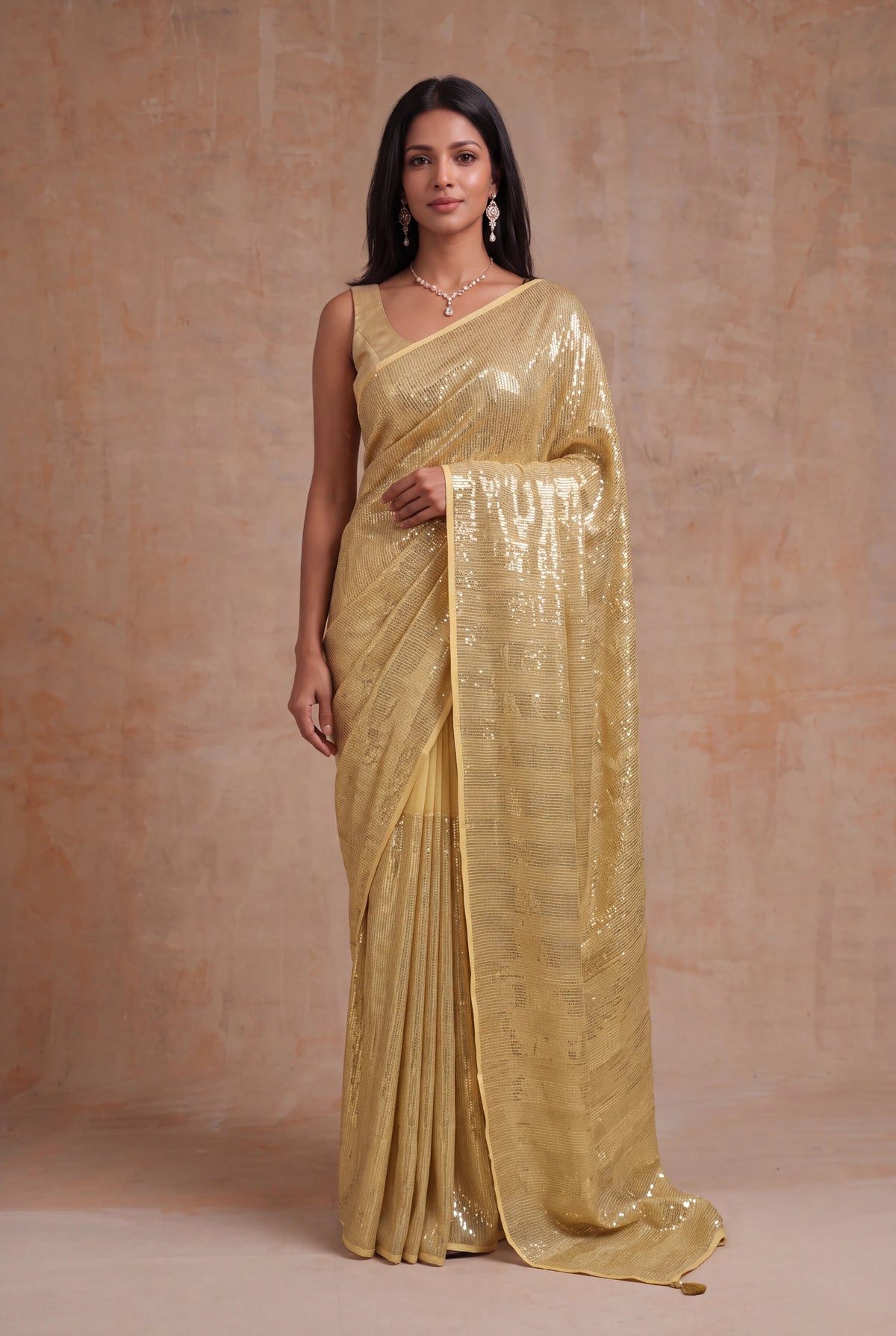 Yellow Georgette Saree - Mokshaa