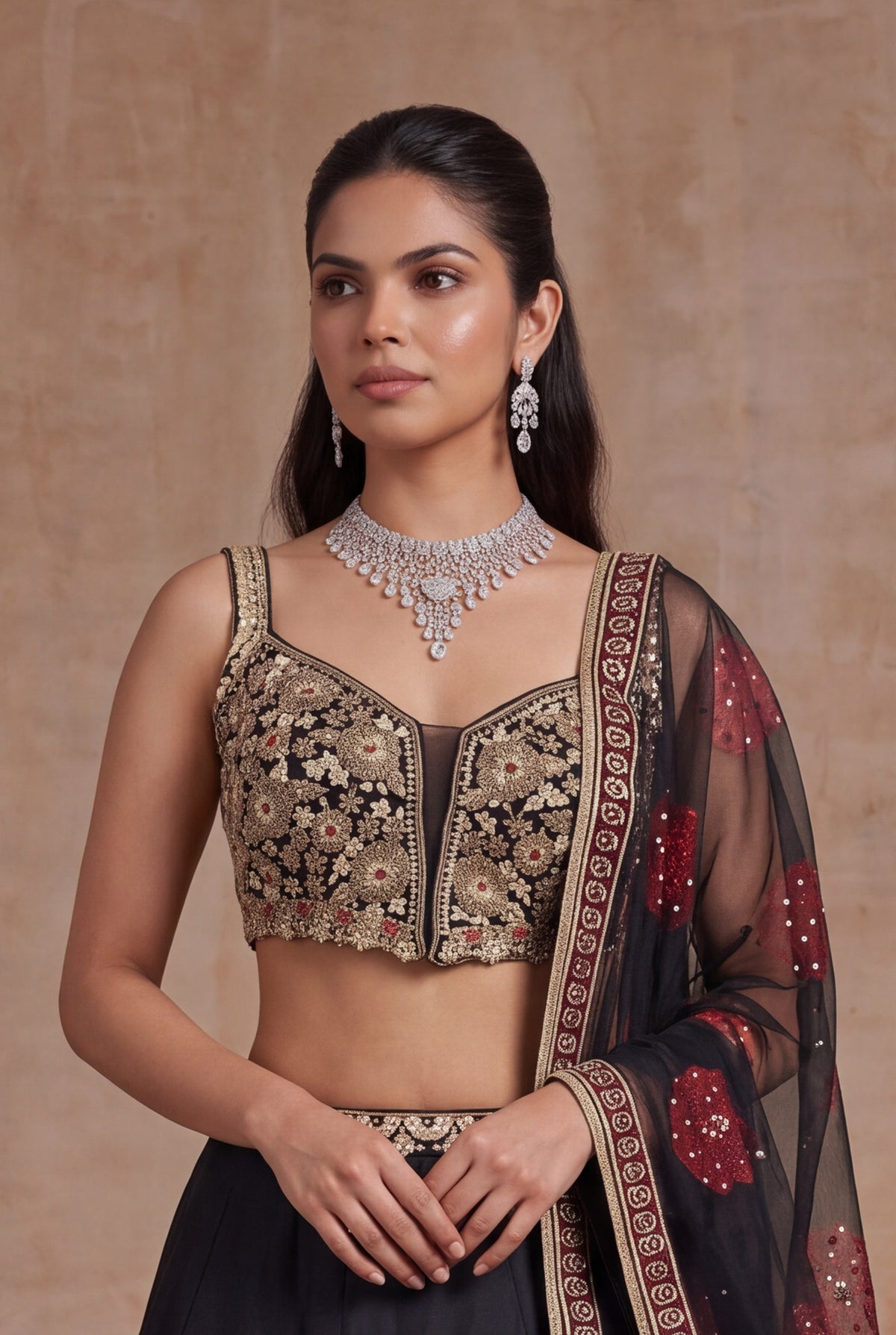 Black Silk Lehenga - Mokshaa